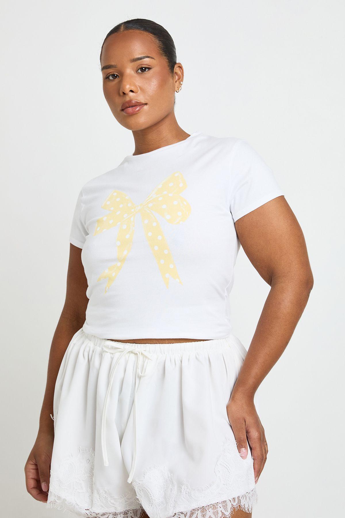 Plus Polka Dot Print Baby Tee by BOOHOO