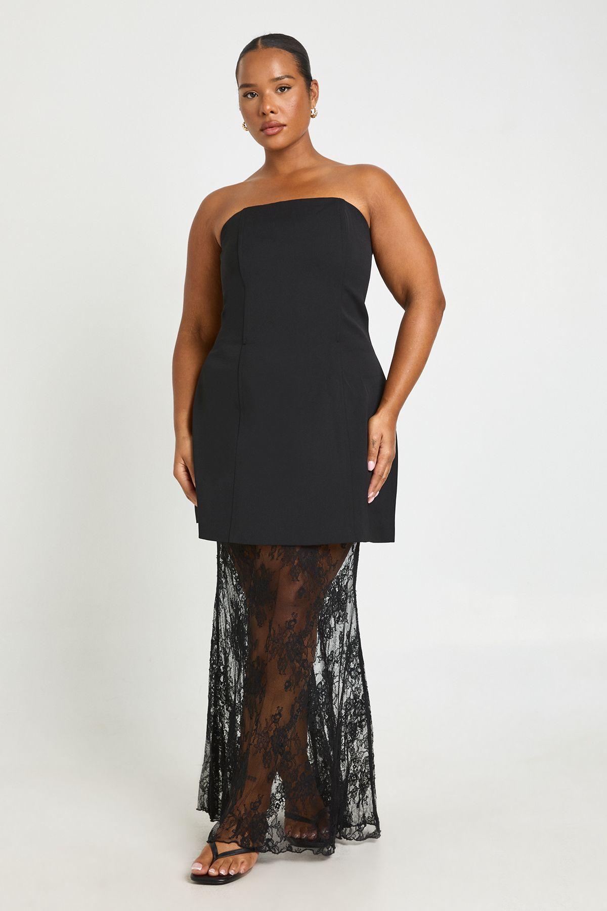 Plus Premium Structured Lace Maxi Dress by BOOHOO
