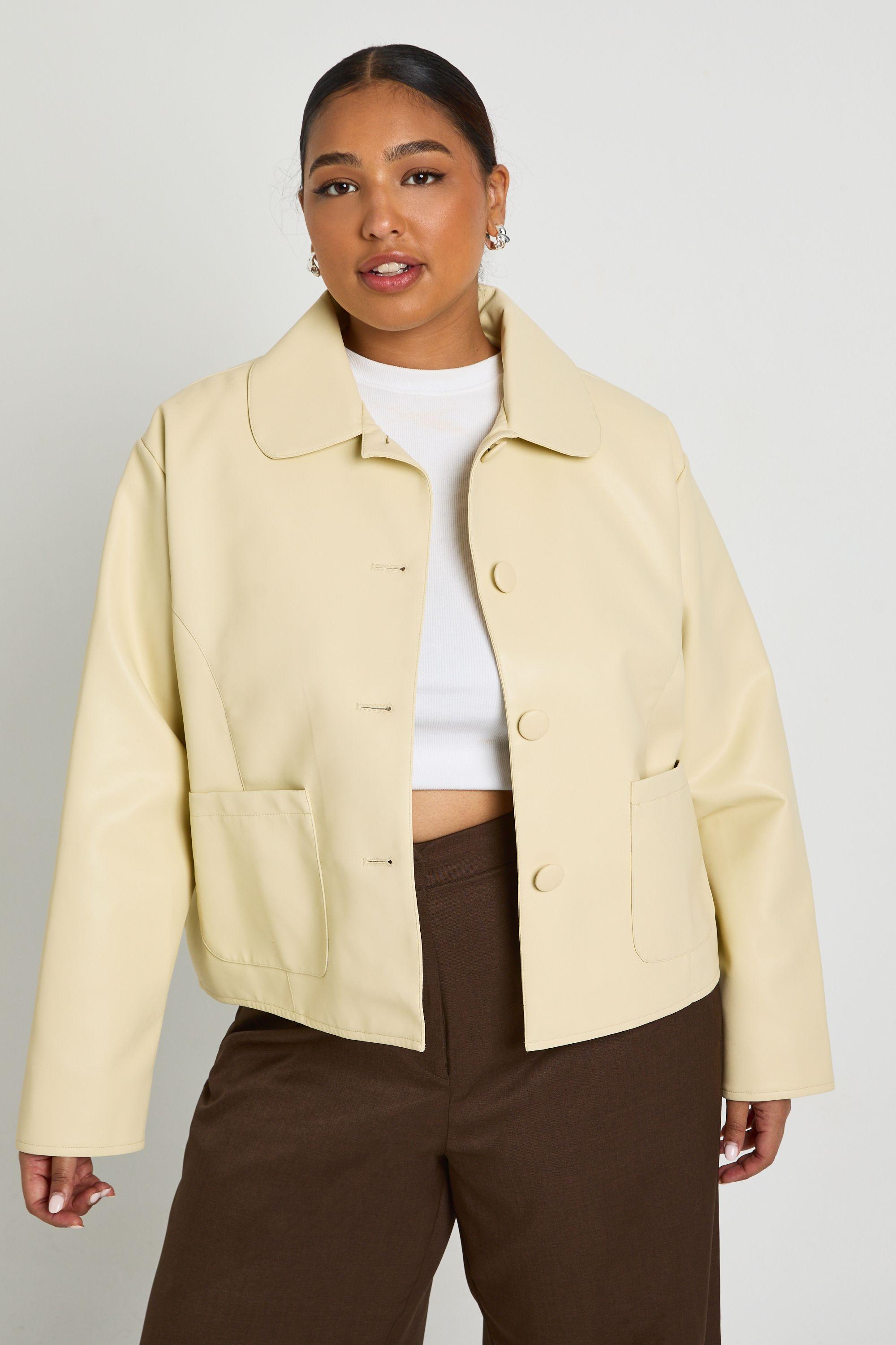 Plus Pu Elasticated Hem Jacket by BOOHOO