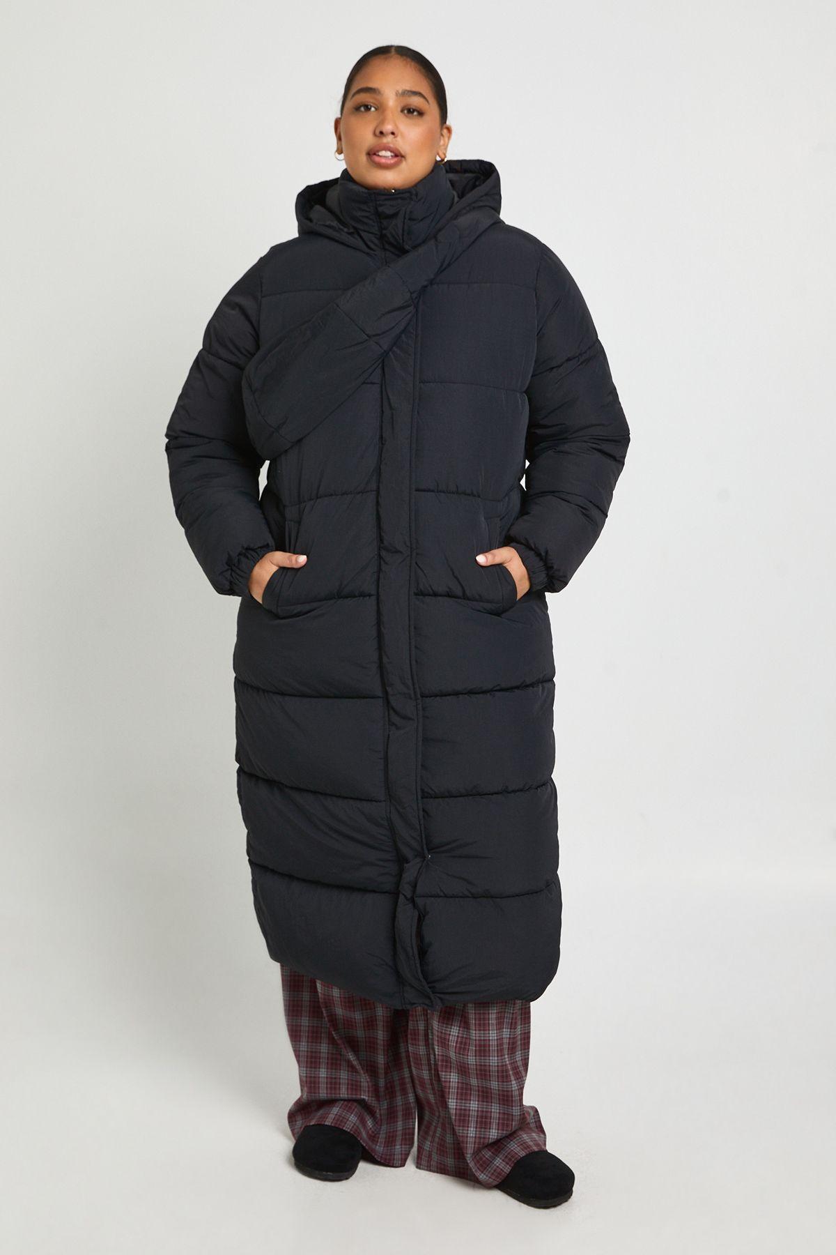 Plus Quilted Tie Waist Puffer Coat And Bag by BOOHOO