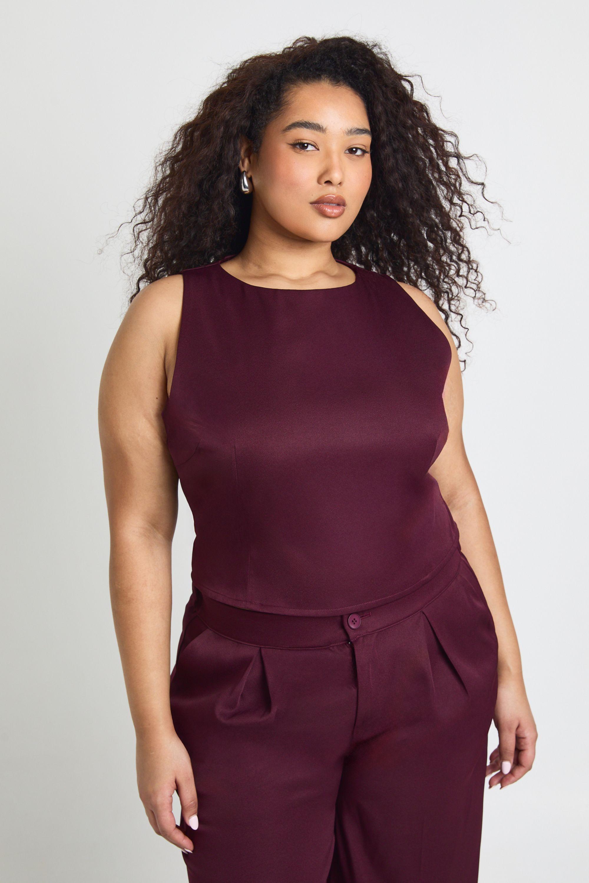 Plus Racer Neck Woven Cinched Top by BOOHOO