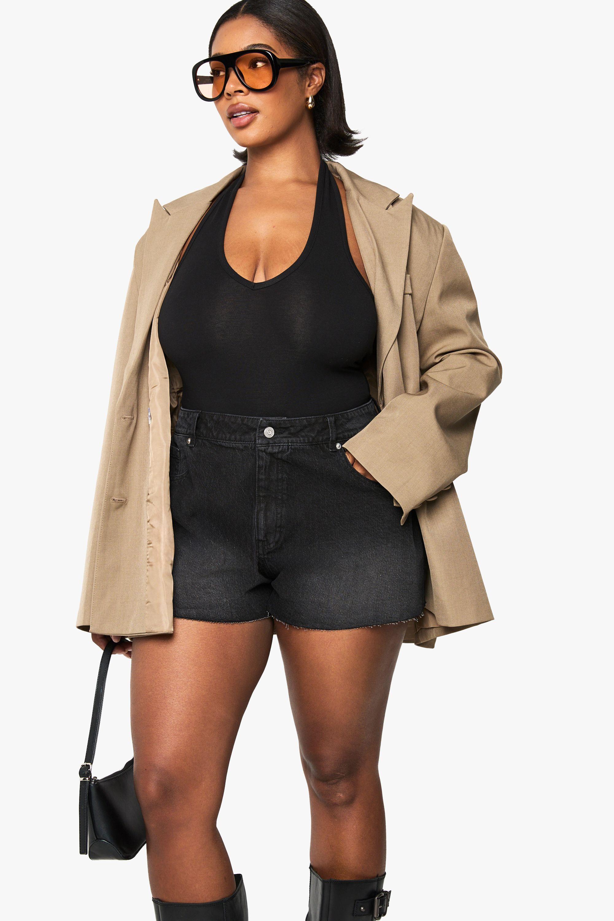 Plus Raw Hem Denim Short by BOOHOO
