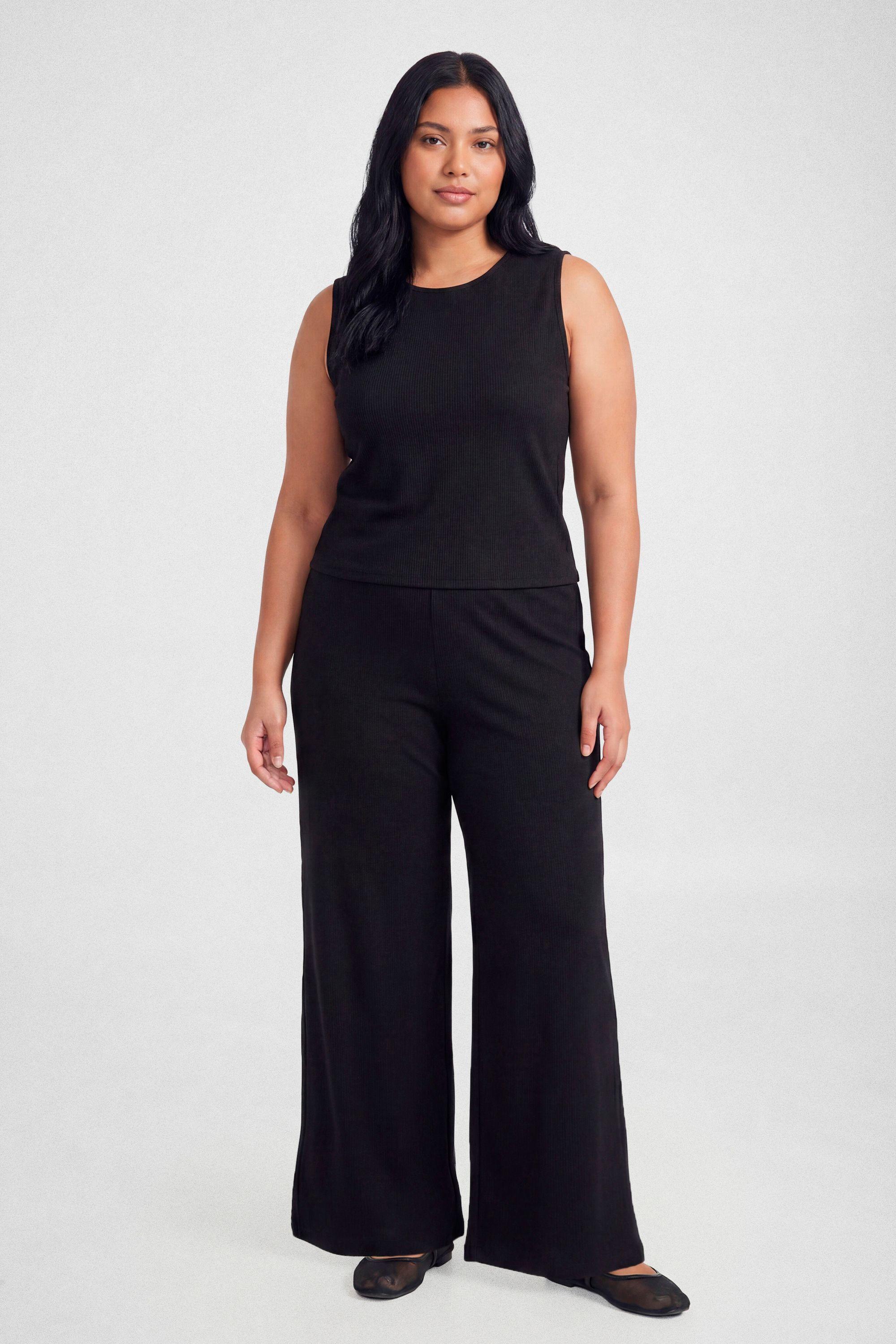Plus Rib Button Top and Trouser Co-Ord by BOOHOO