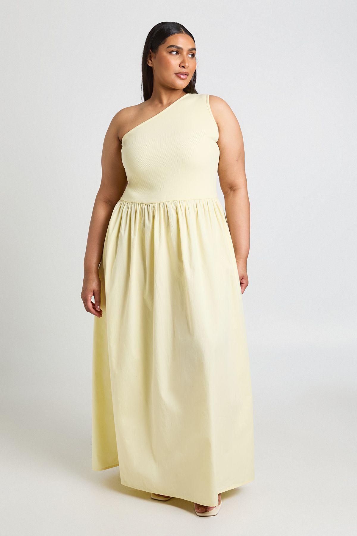 Plus Rib Cotton Mix Midaxi Dress by BOOHOO