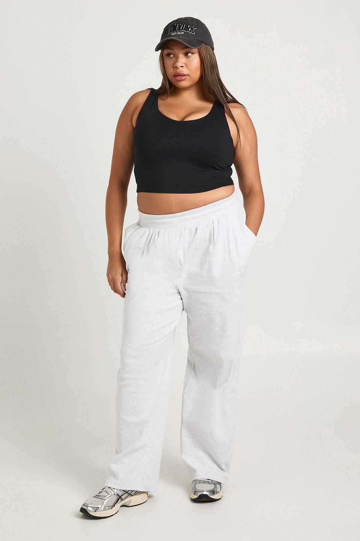 Plus Rib Pleated Balloon Joggers by BOOHOO