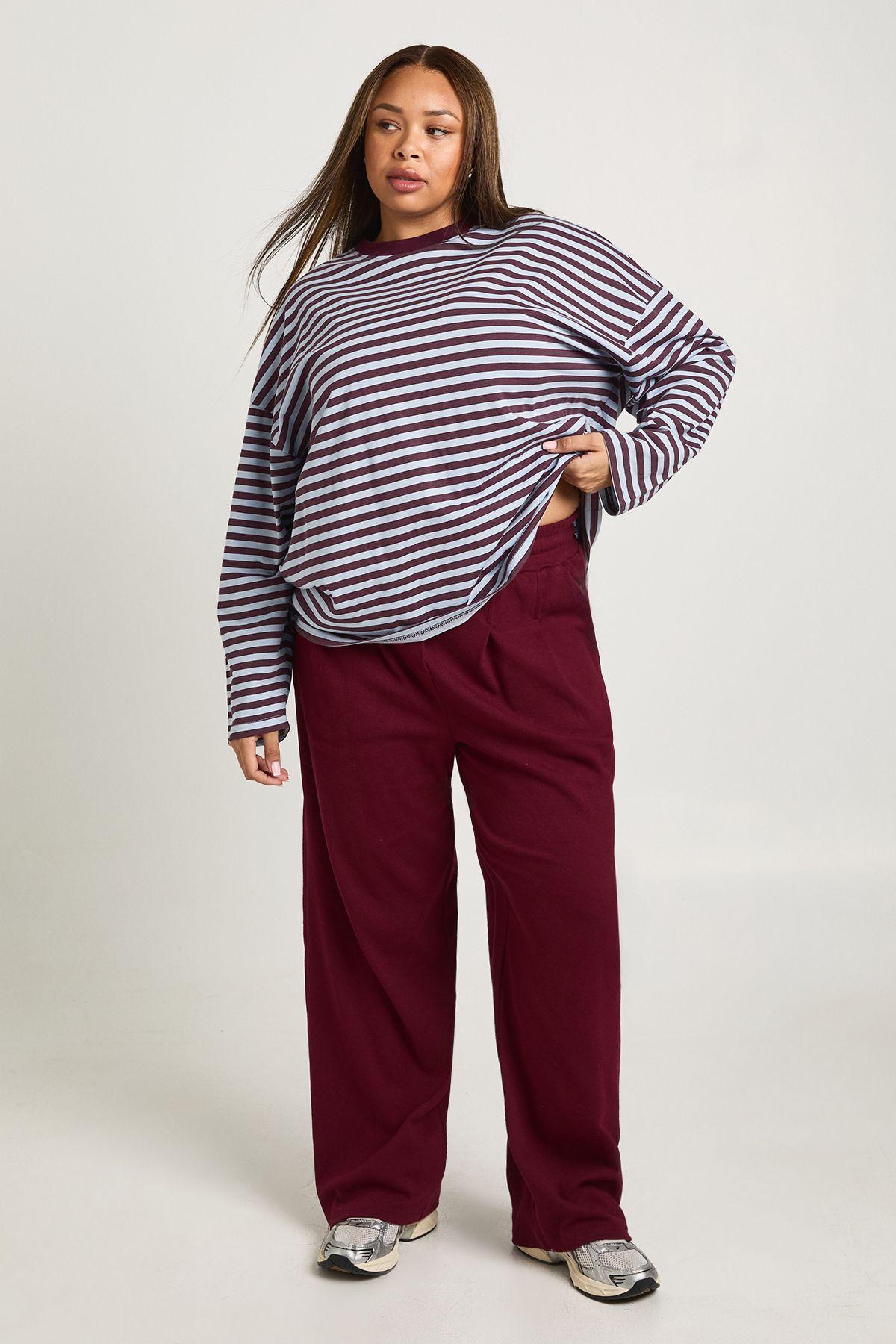 Plus Rib Pleated Balloon Joggers by BOOHOO