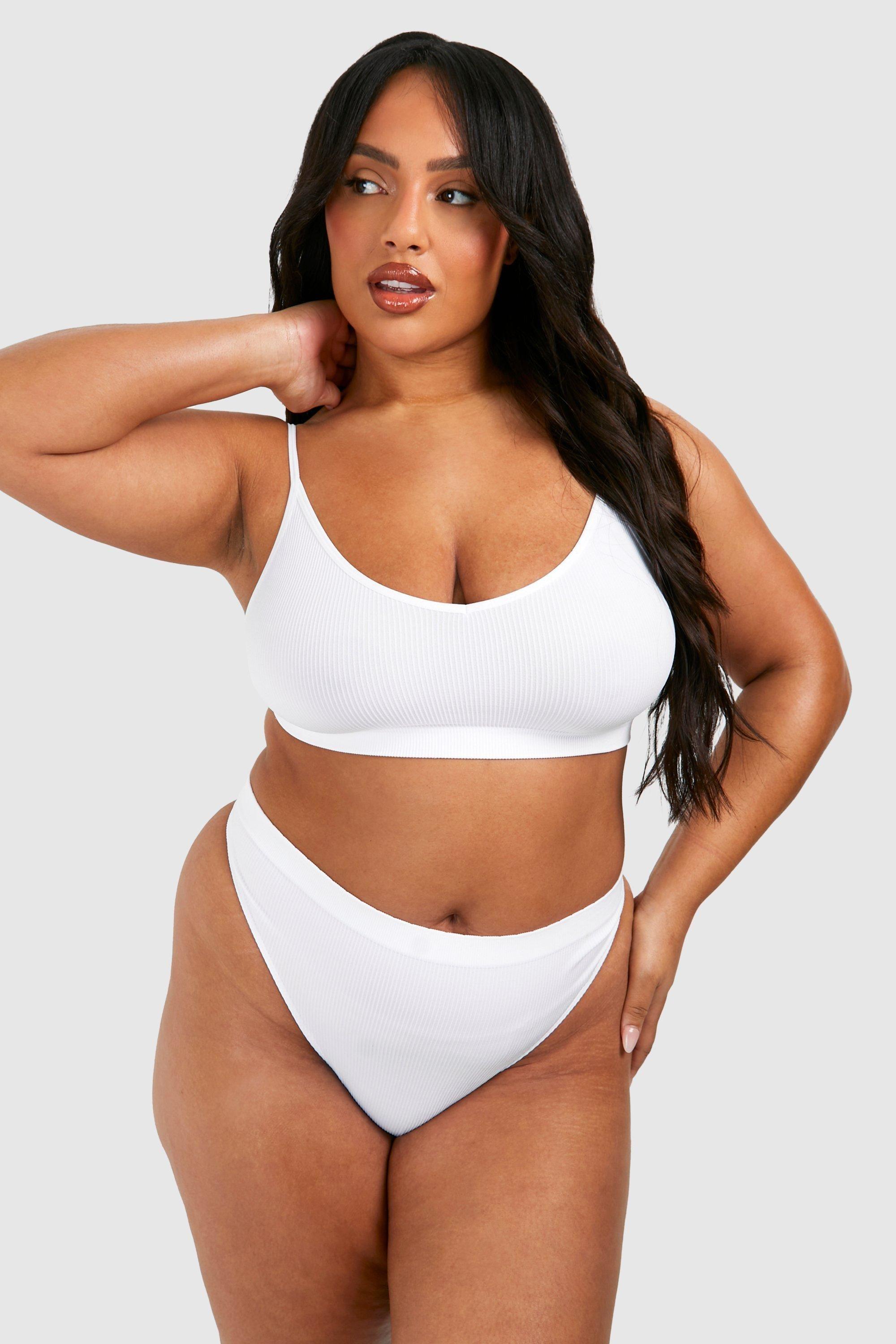 Plus Rib Seamless Triangle Bra by BOOHOO