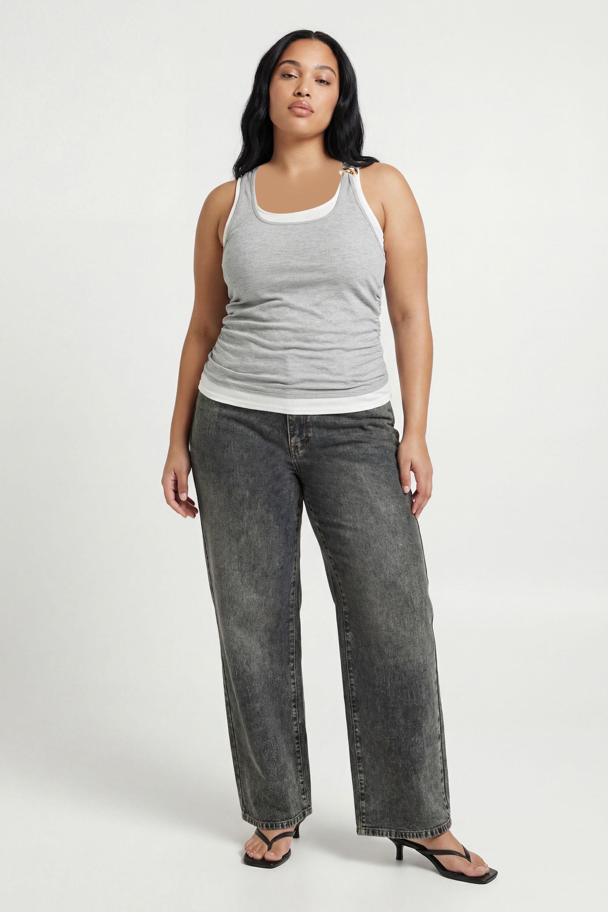 Plus Ribbed Layer Vest with Gold Trim by BOOHOO