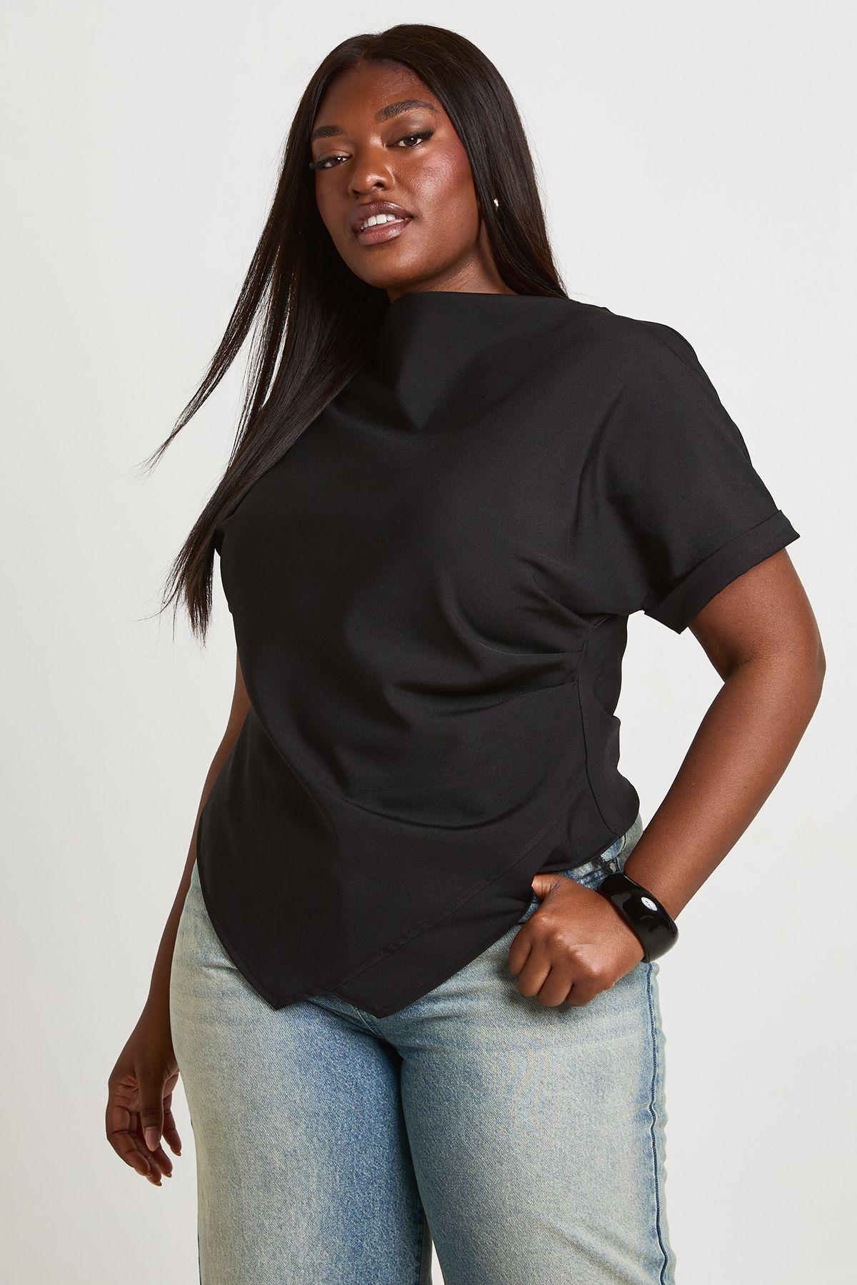 Plus Rouched Asymetric Top by BOOHOO