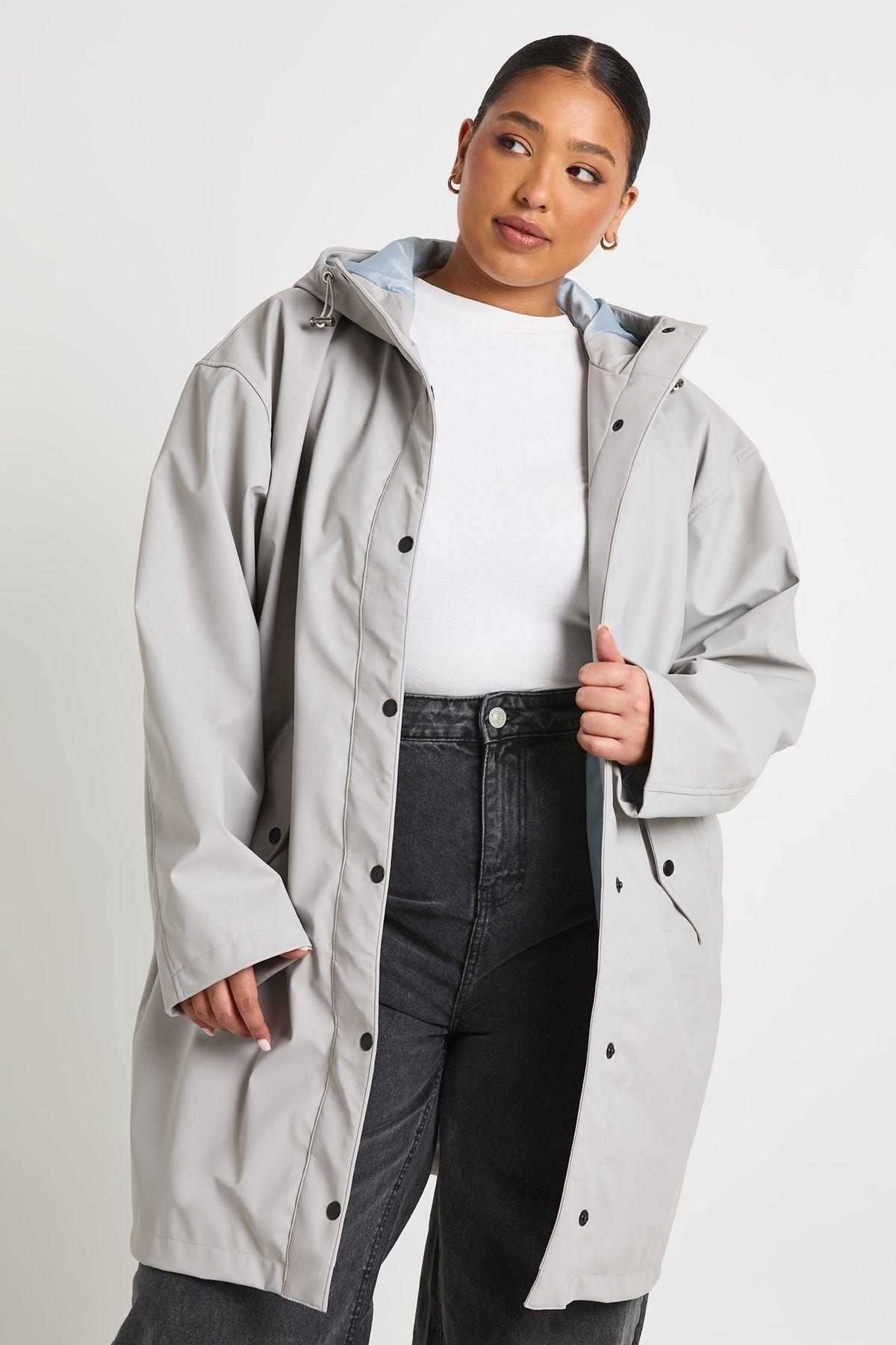 Plus Rubberised Rain Midi Parka Coat by BOOHOO