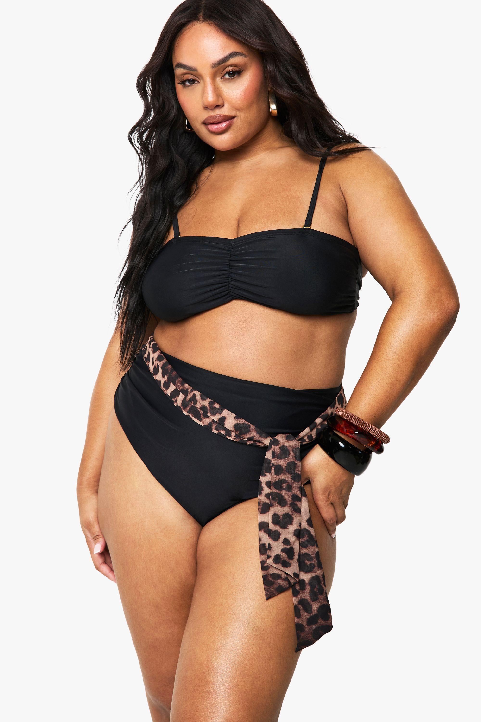 Plus Ruched Removeable Strap Bandeau Bikini Top by BOOHOO