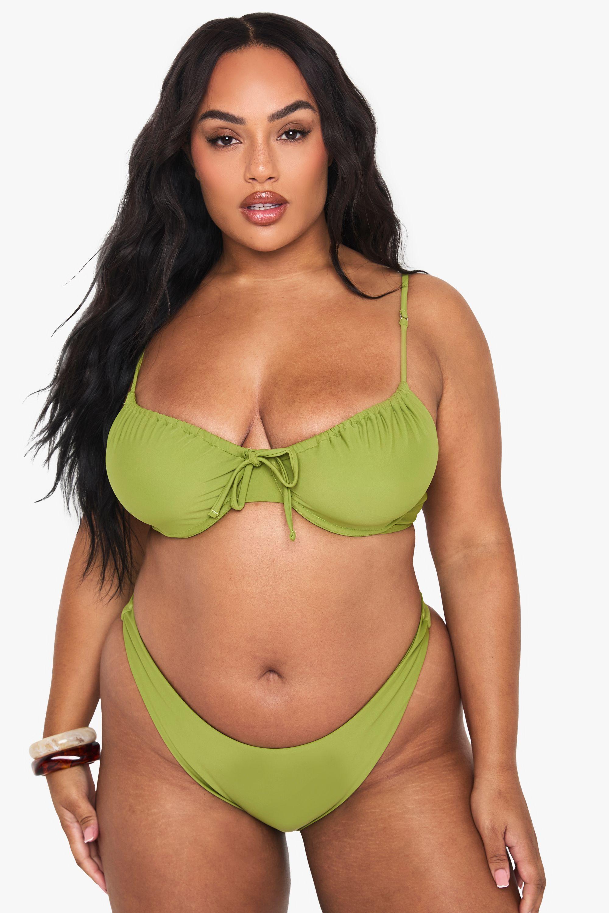 Plus Ruched Underwire Bikini Top by BOOHOO