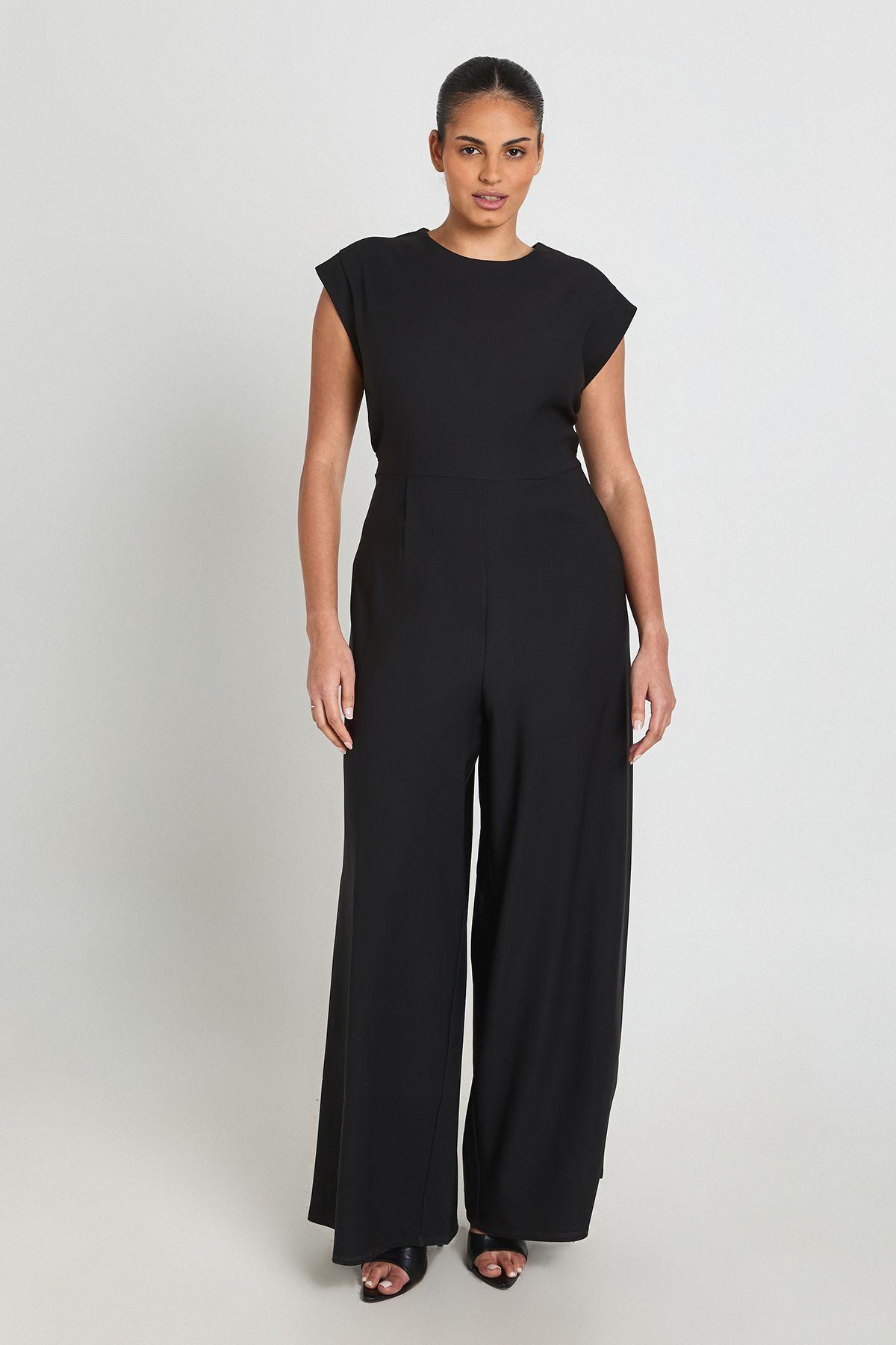 Plus Ruched Waist Wide Leg Jumpsuit by BOOHOO