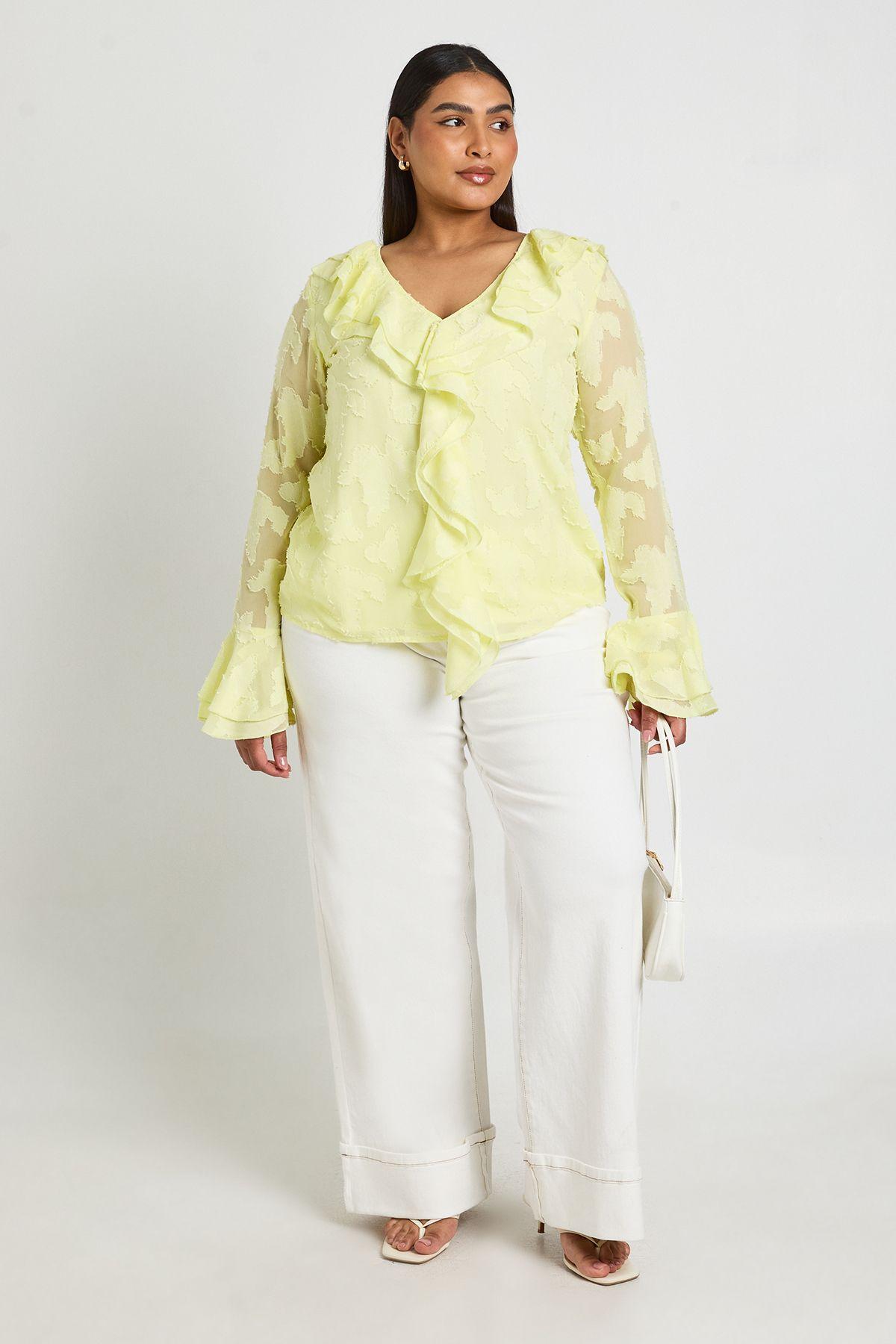 Plus Ruffle Burnout Blouse by BOOHOO