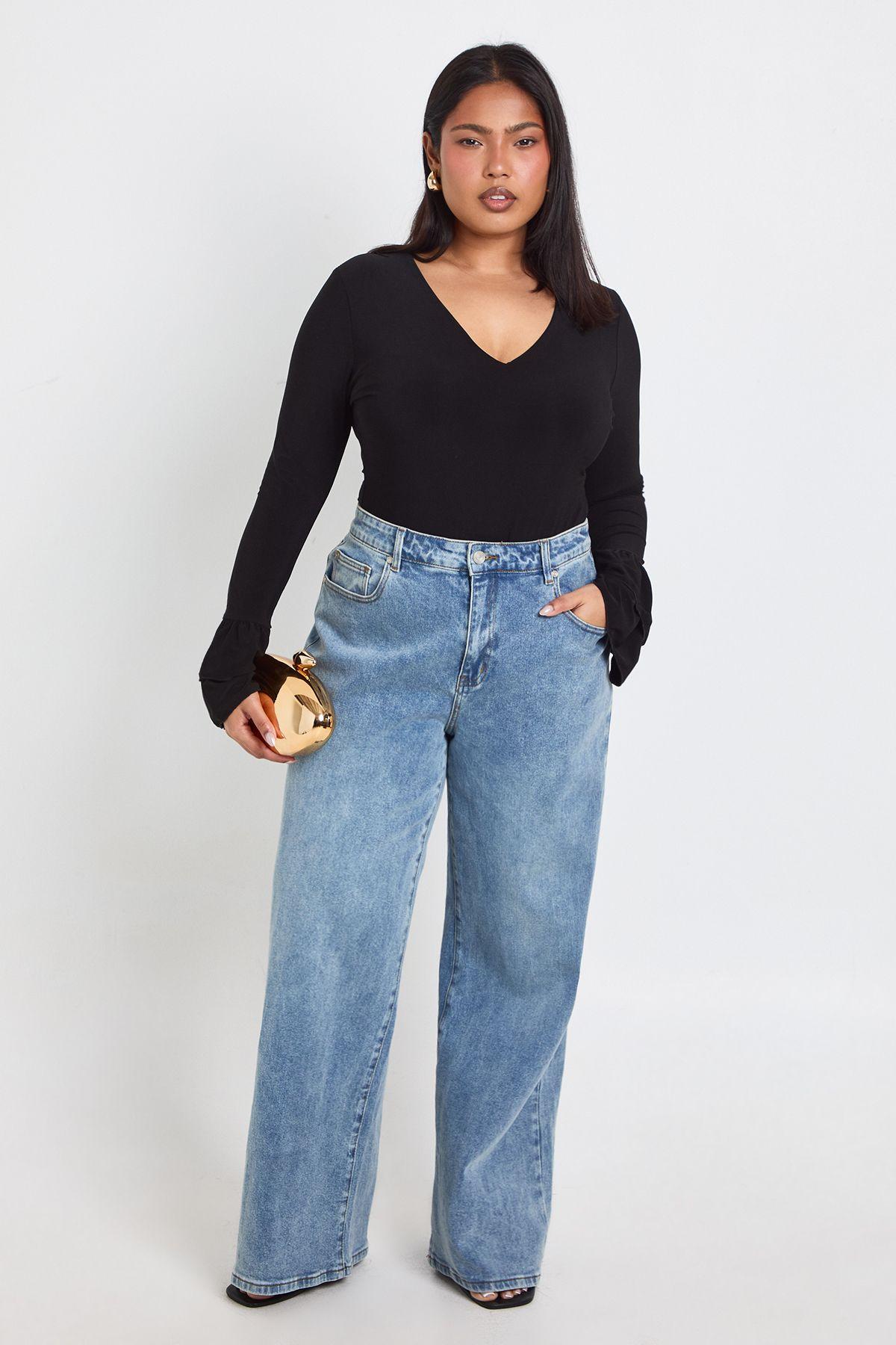 Plus Ruffle Cuff Long Sleeve Bodysuit by BOOHOO