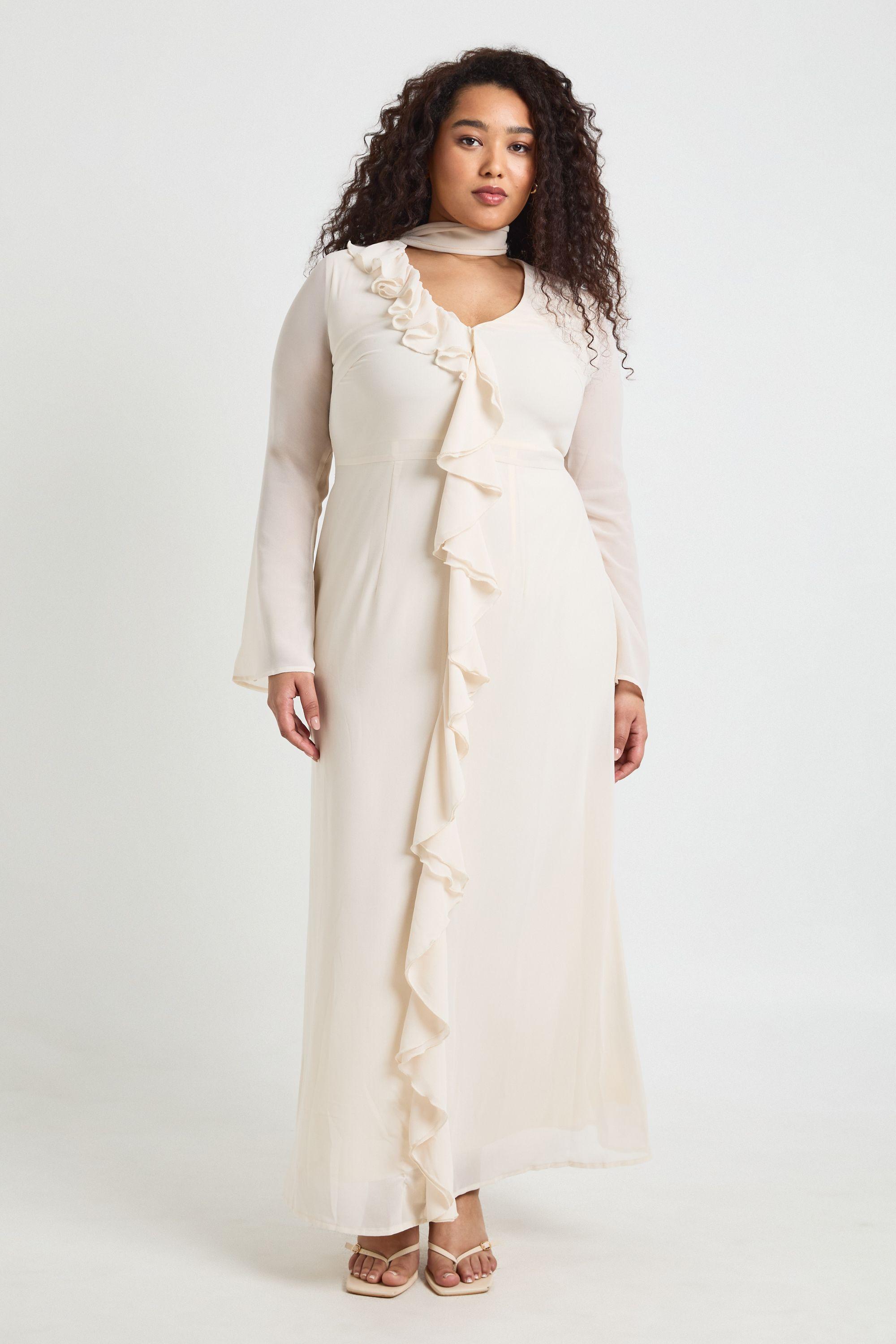 Plus Ruffle Front Seam Scarf Detail Maxi Dress by BOOHOO