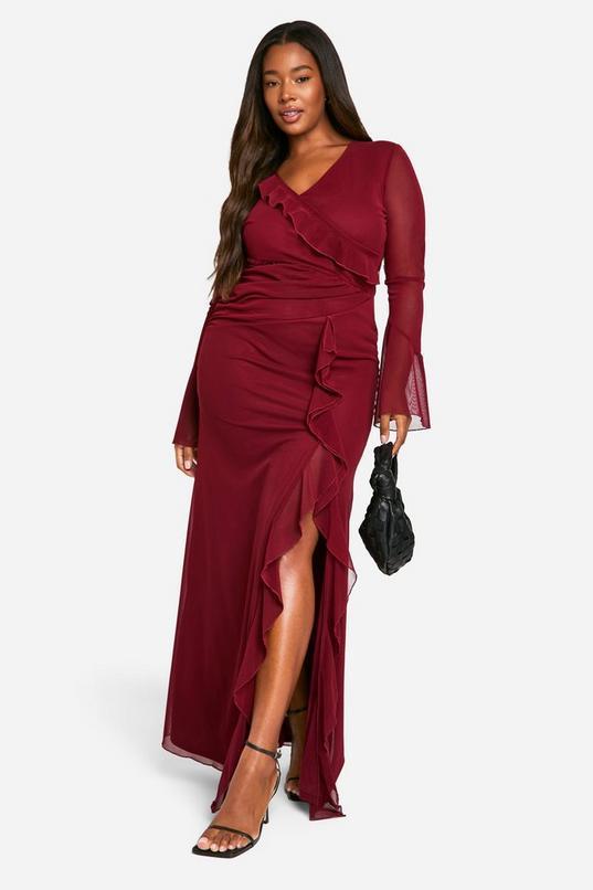 Plus Ruffle Wrap Detail Maxi Dress by BOOHOO