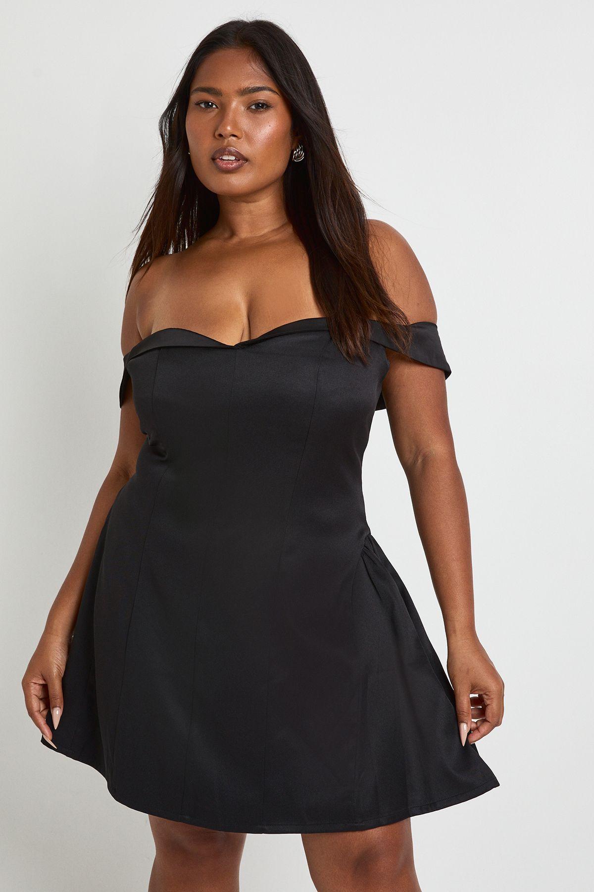Plus Satin Contrast Skater Dress by BOOHOO
