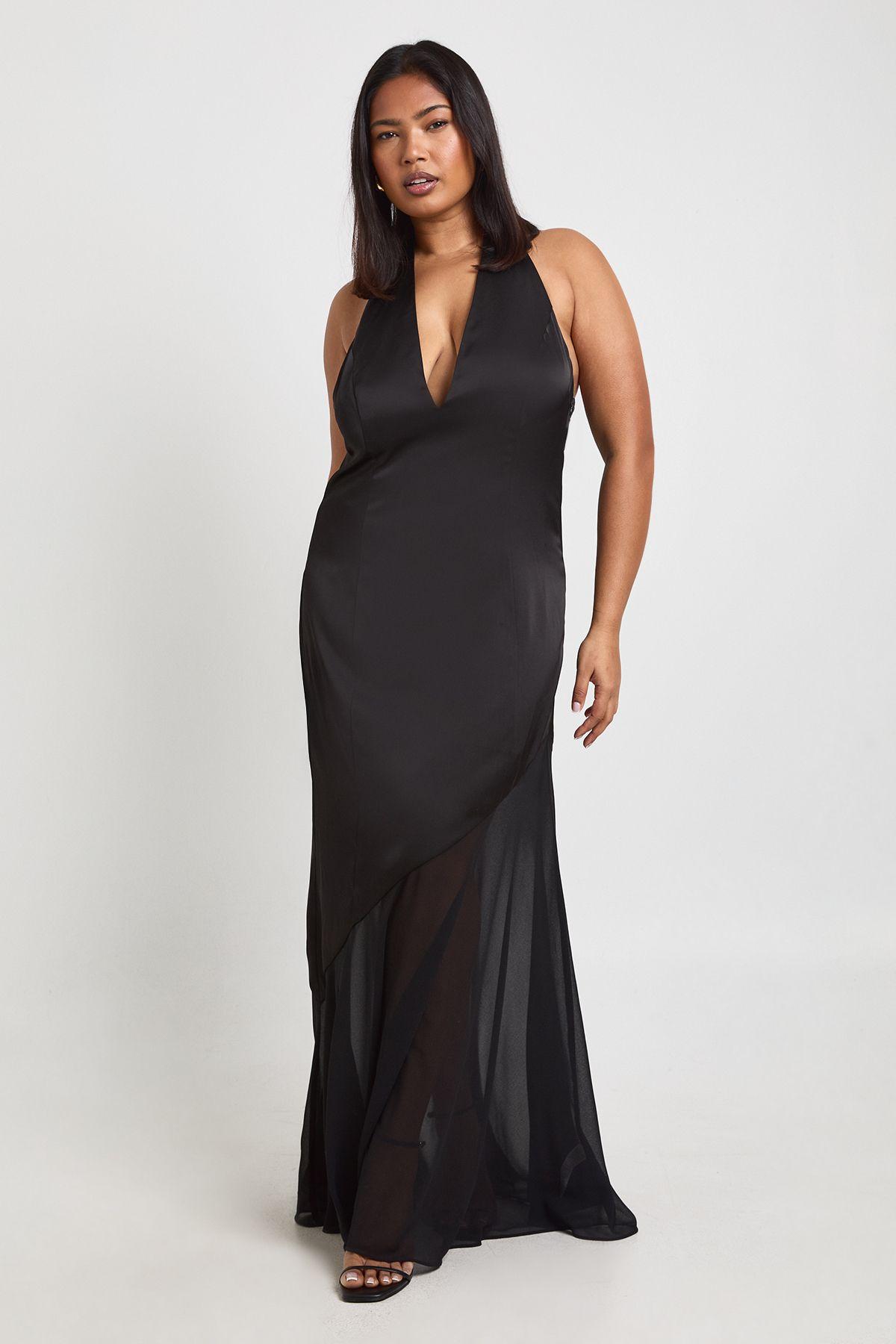 Plus Satin Scarf Detail Chiffon Skirt Maxi Dress by BOOHOO
