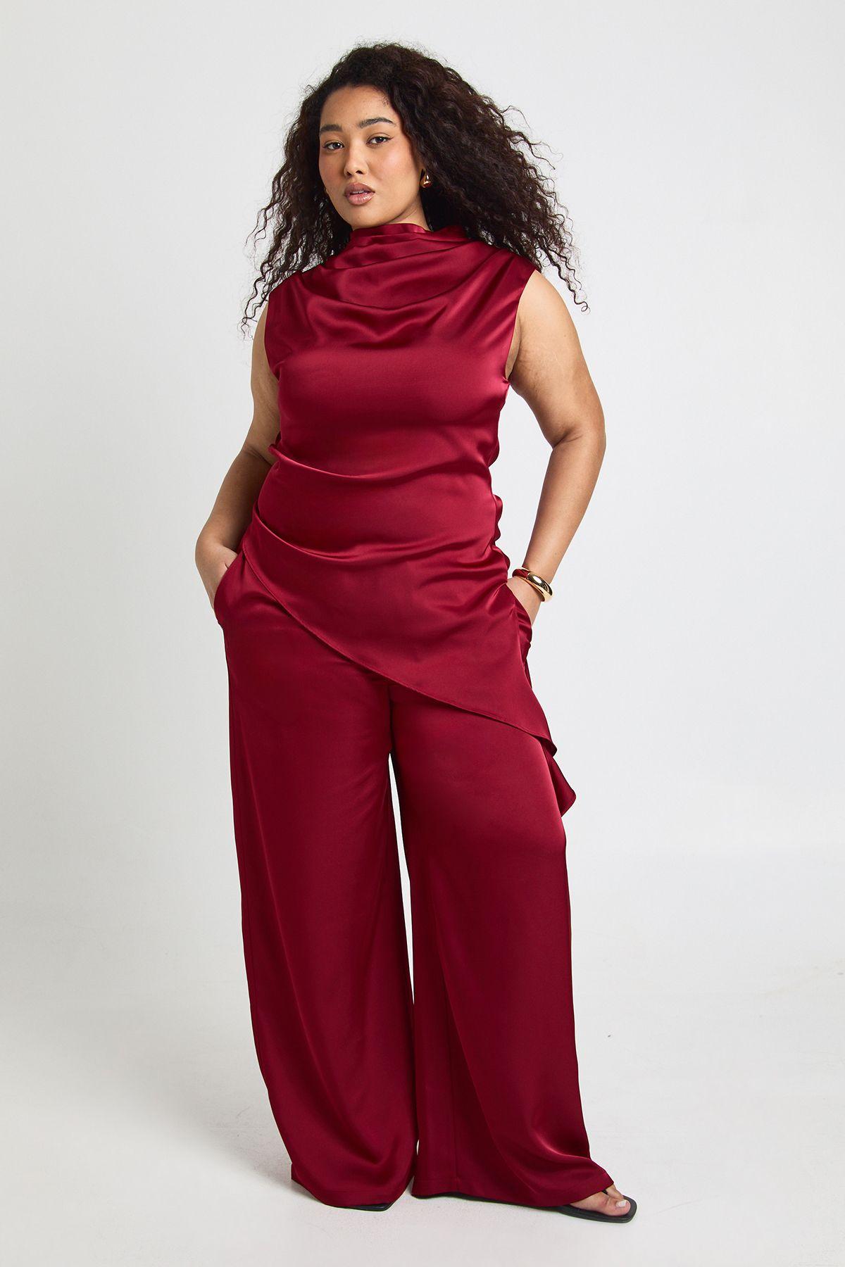 Plus Satin Wide Leg Trouser by BOOHOO