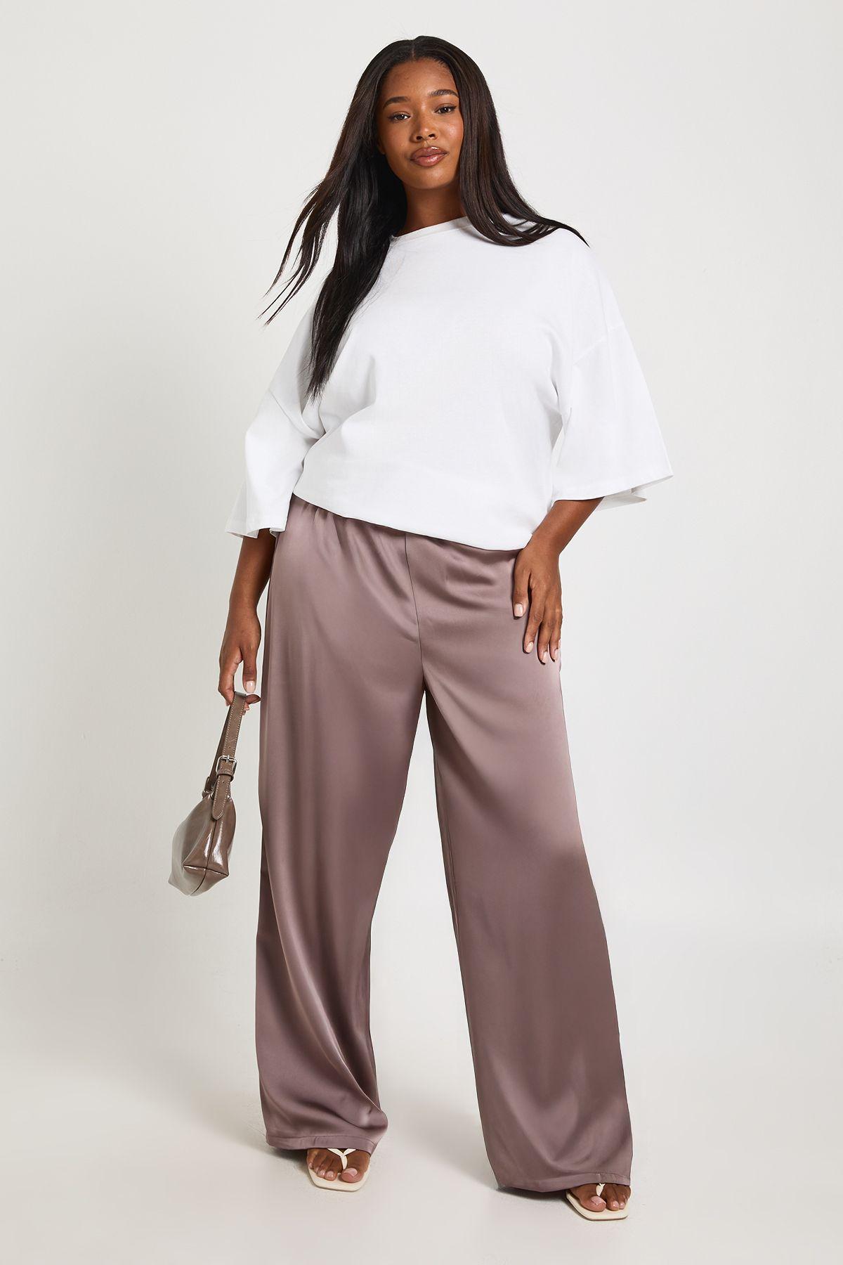Plus Satin Wide Leg Trousers by BOOHOO