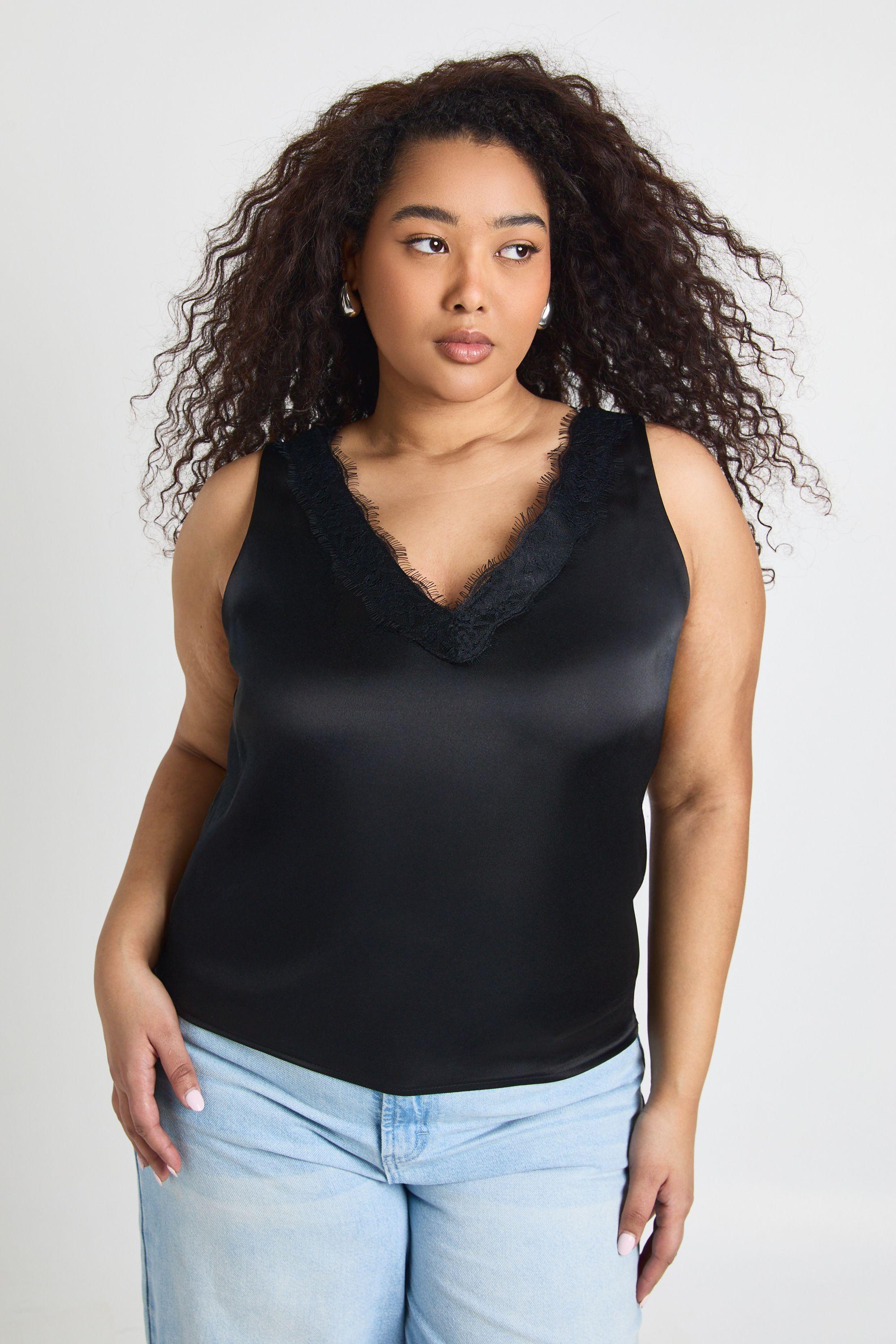 Plus Scoop Neck Lace Cami Top by BOOHOO