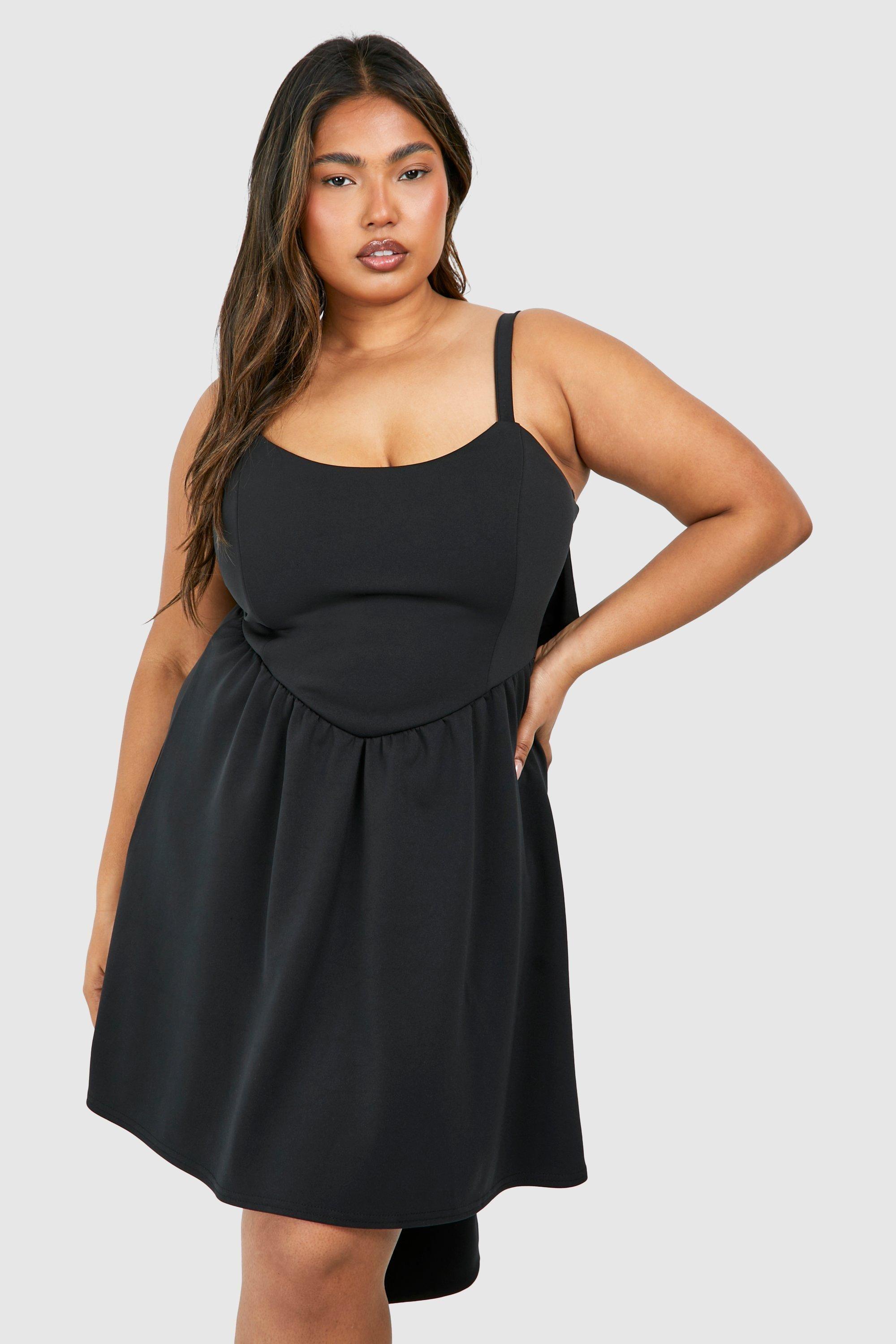 Plus Scuba Bow Detail Skater Dress by BOOHOO