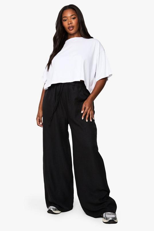 Plus Scuba Crepe Contrast Straight Leg Trouser by BOOHOO
