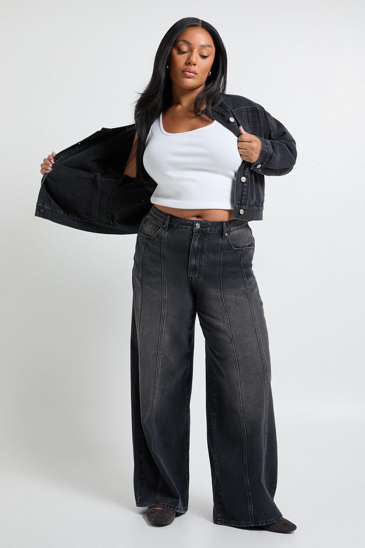 Plus Seam Detail Straight Leg Jean by BOOHOO
