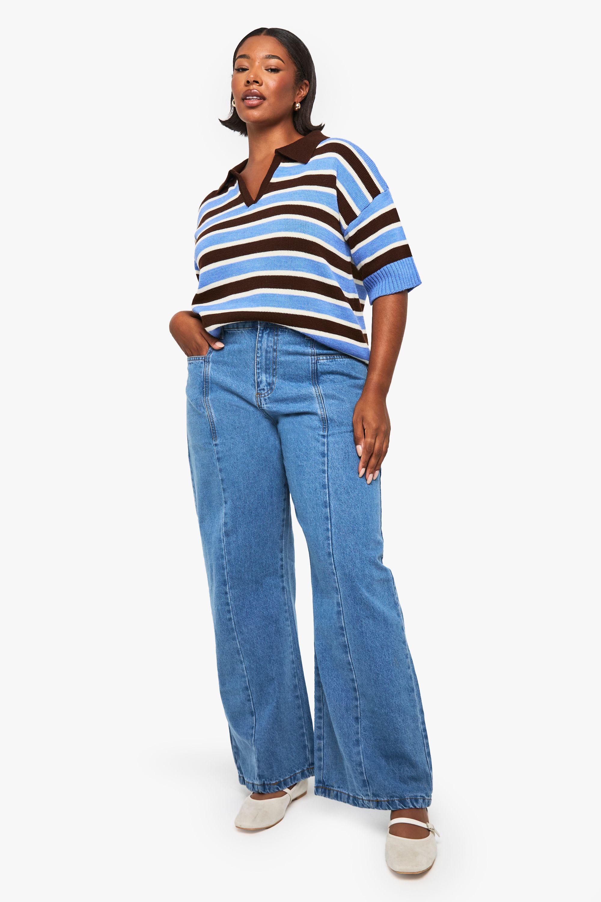 Plus Seam Detail Wide Leg Trouser by BOOHOO