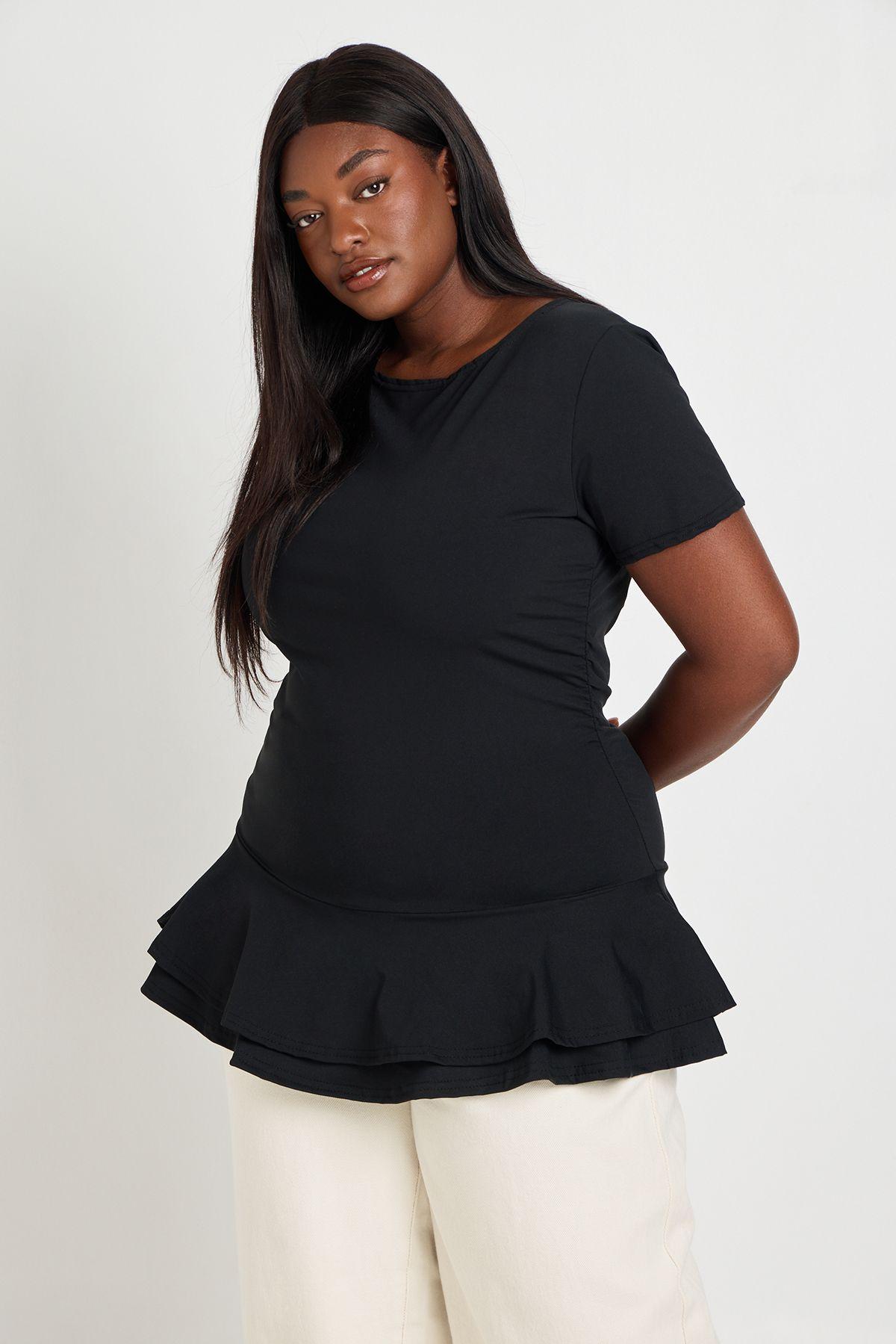 Plus Short Sleeve Peplum Top by BOOHOO