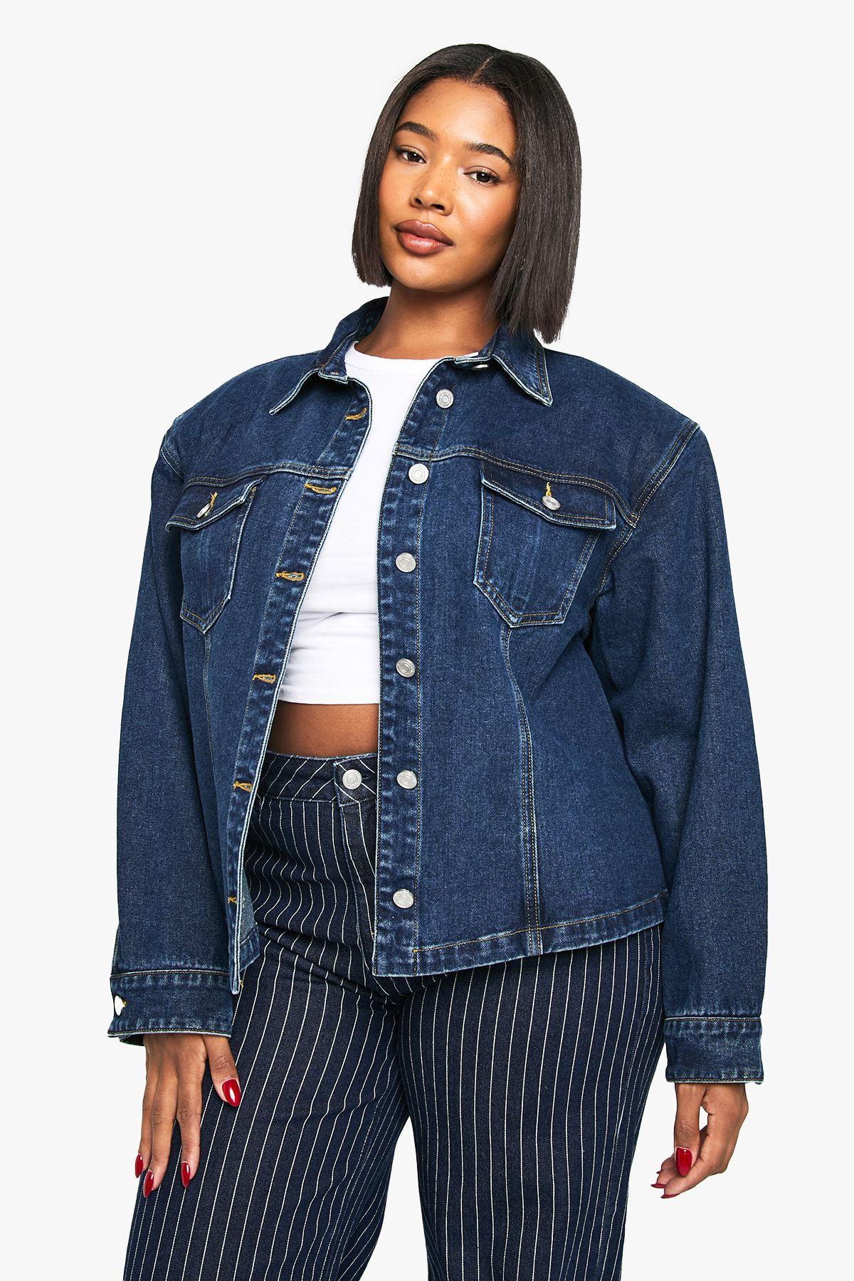 Plus Shoulder Pad Detail Denim Jacket by BOOHOO
