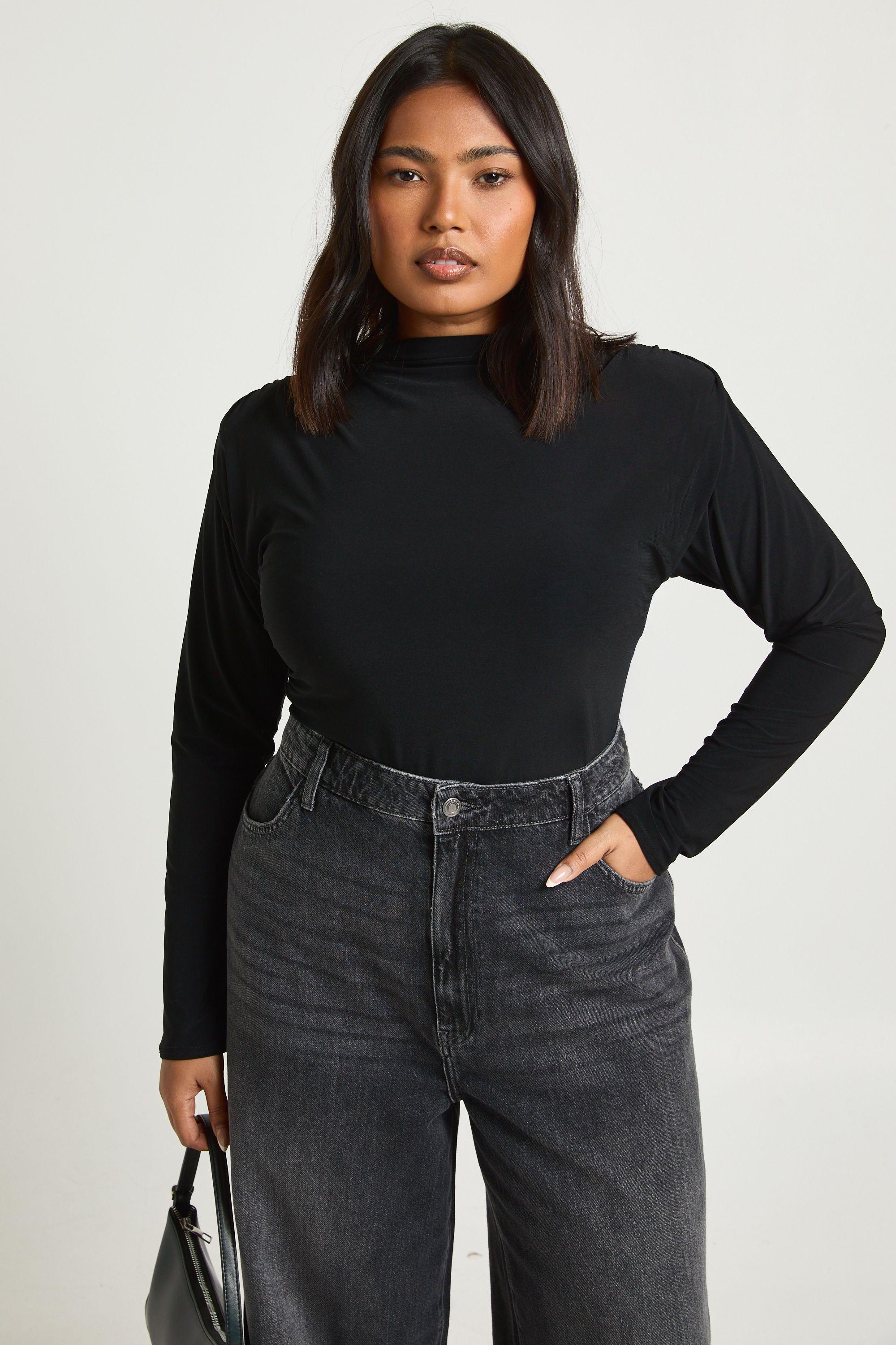 Plus Shoulder Pad Long Sleeve Top by BOOHOO