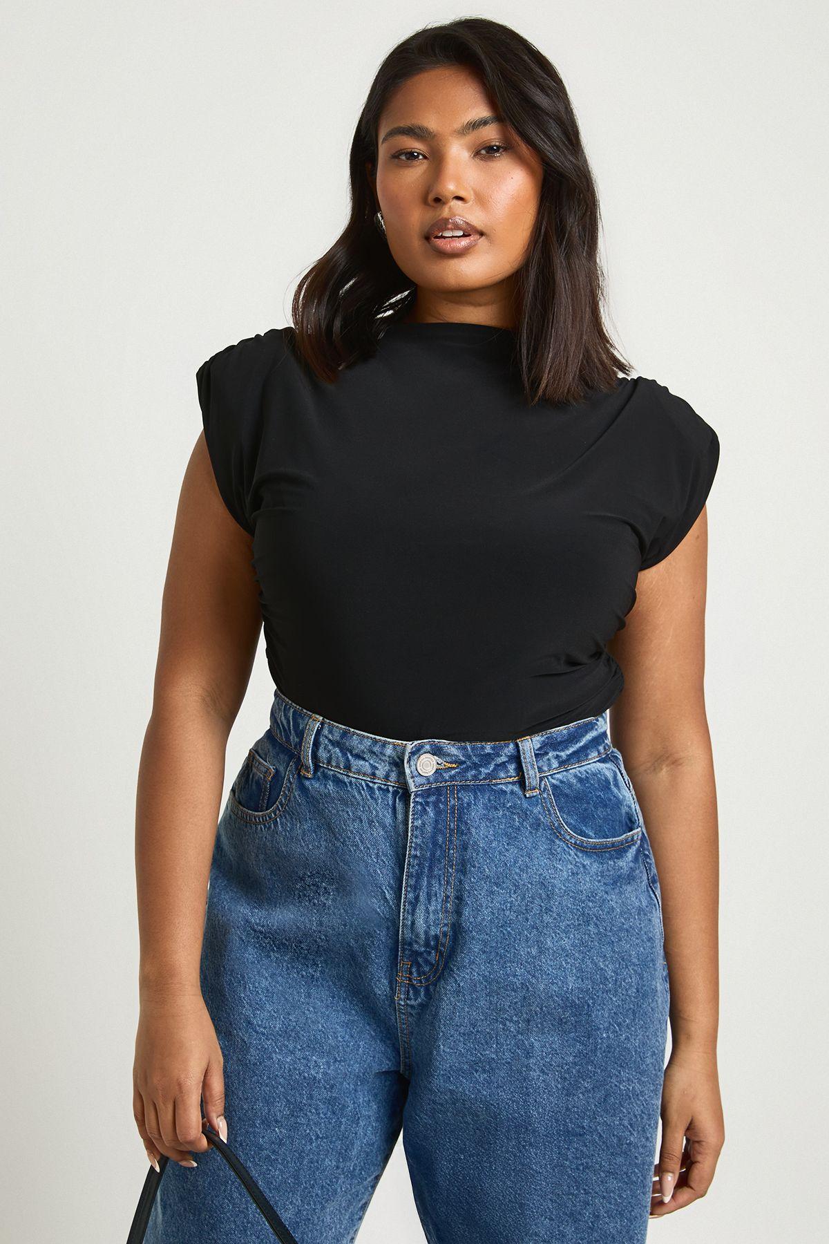 Plus Shoulder Pad Sleeveless Bodysuit by BOOHOO