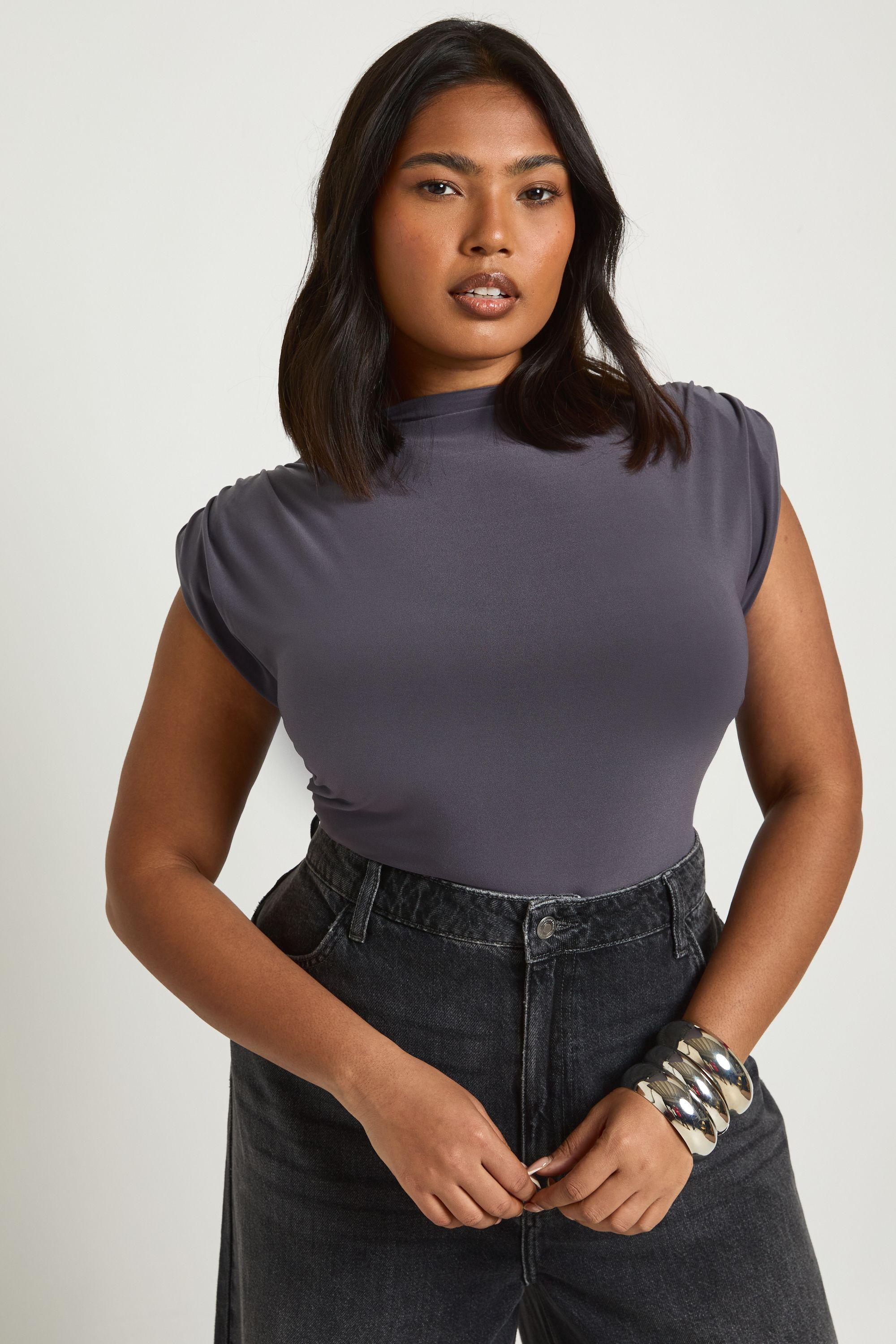 Plus Shoulder Pad Sleeveless Top by BOOHOO