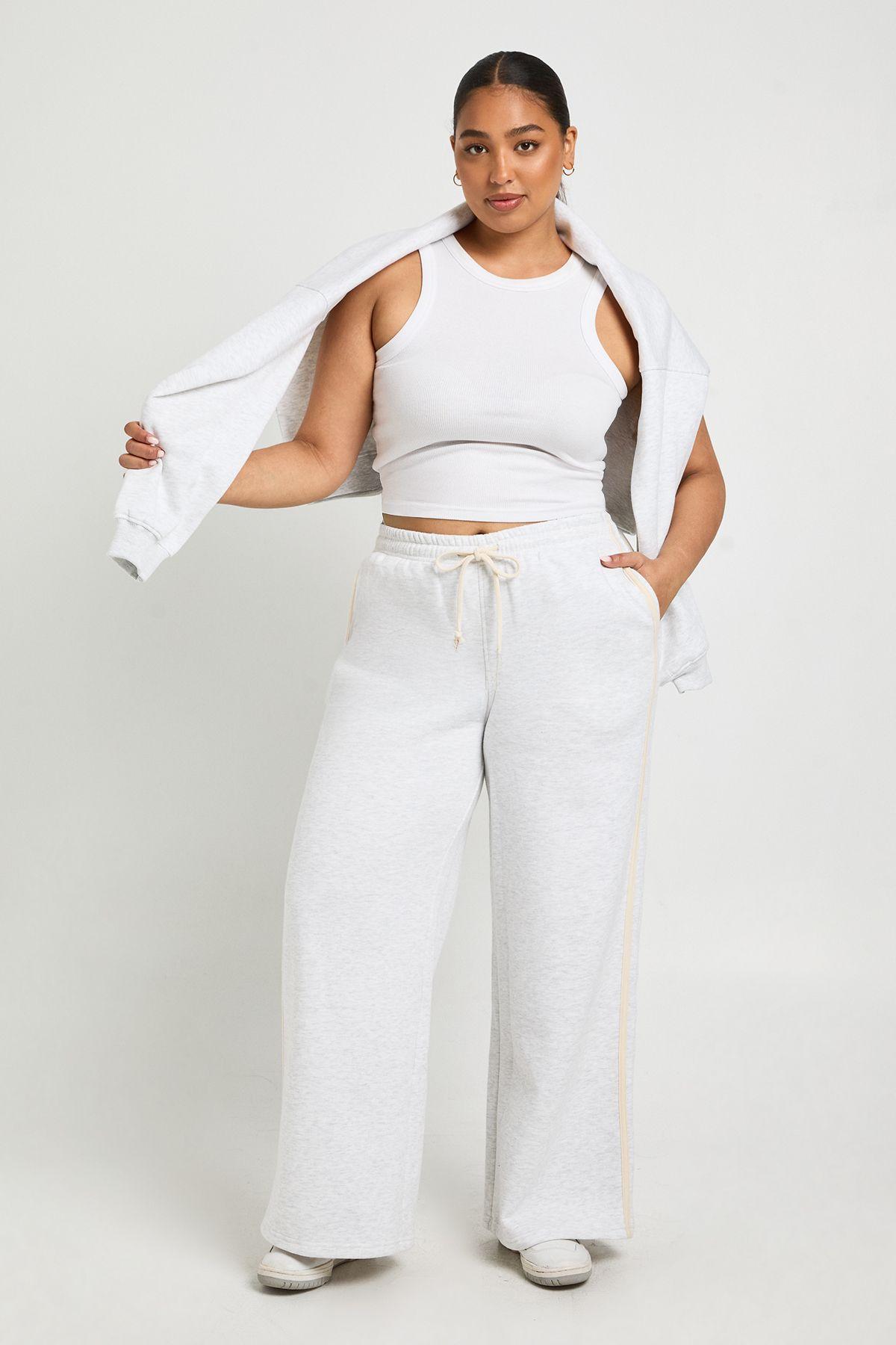 Plus Side Stripe Wide Leg Joggers by BOOHOO