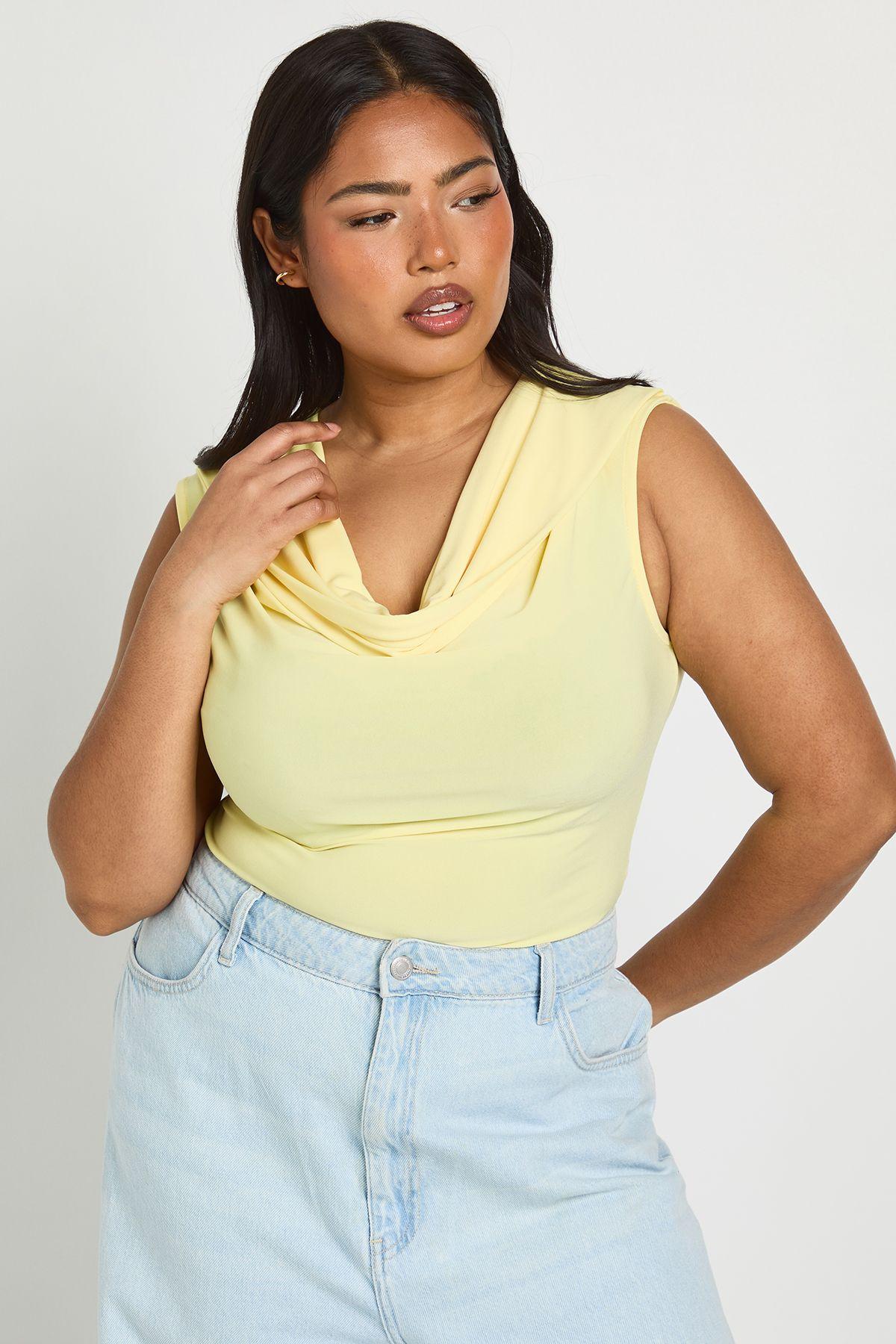 Plus Sleeveless Cowl Neck Top by BOOHOO