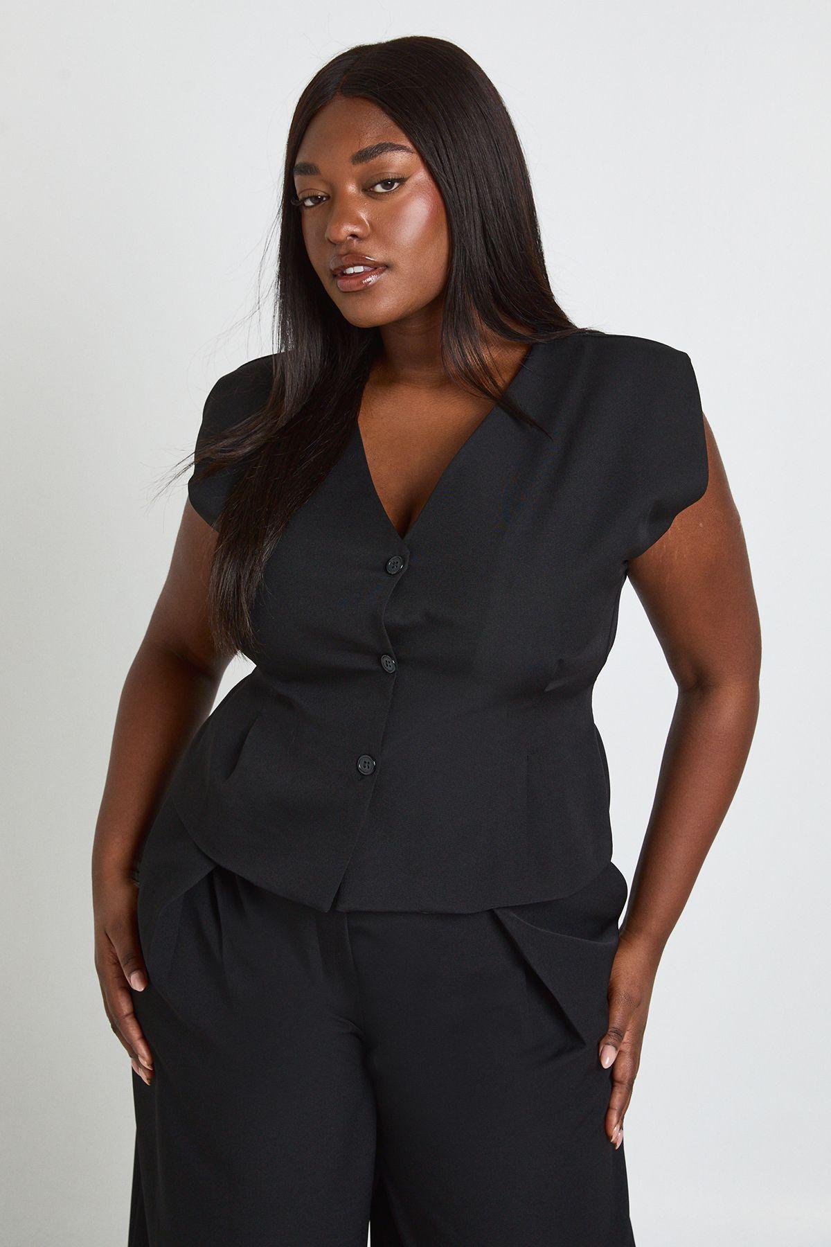 Plus Sleevless Cinched Waistcoat by BOOHOO