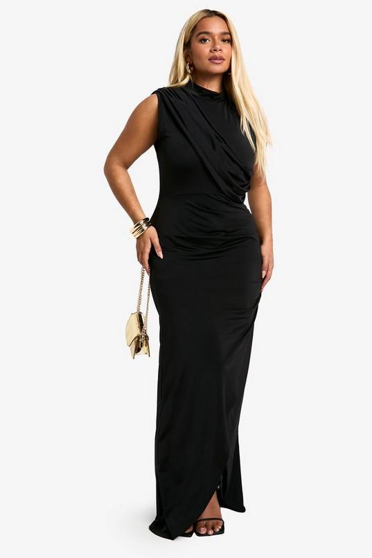 Plus Slinky Wrap Detail Maxi Dress by BOOHOO