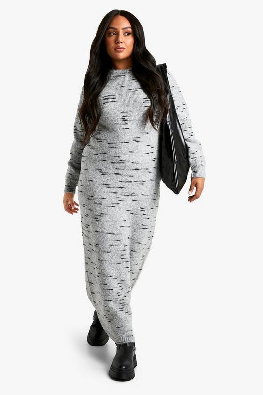 Plus Soft Knit Marl Knitted Maxi Dress by BOOHOO