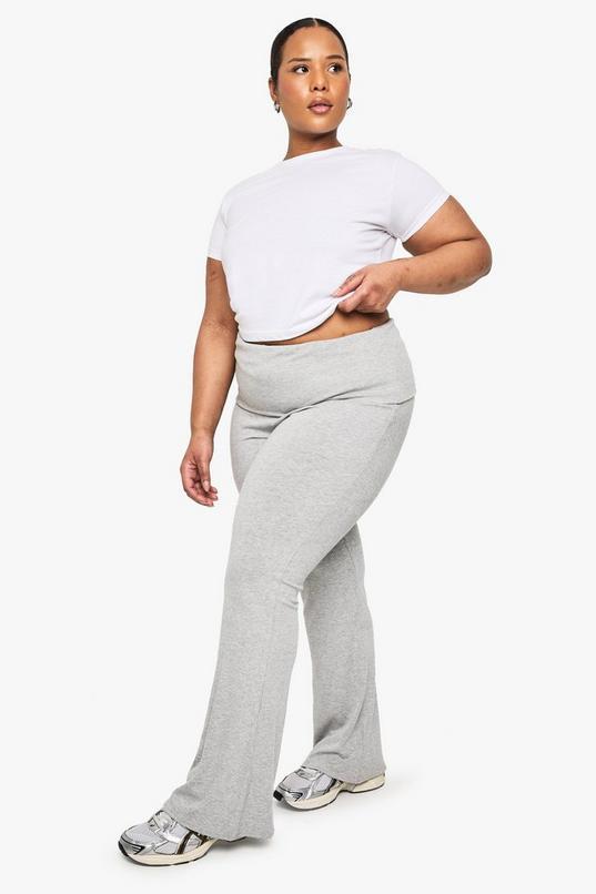 Plus Soft Touch Fold Over Flared Trouser by BOOHOO