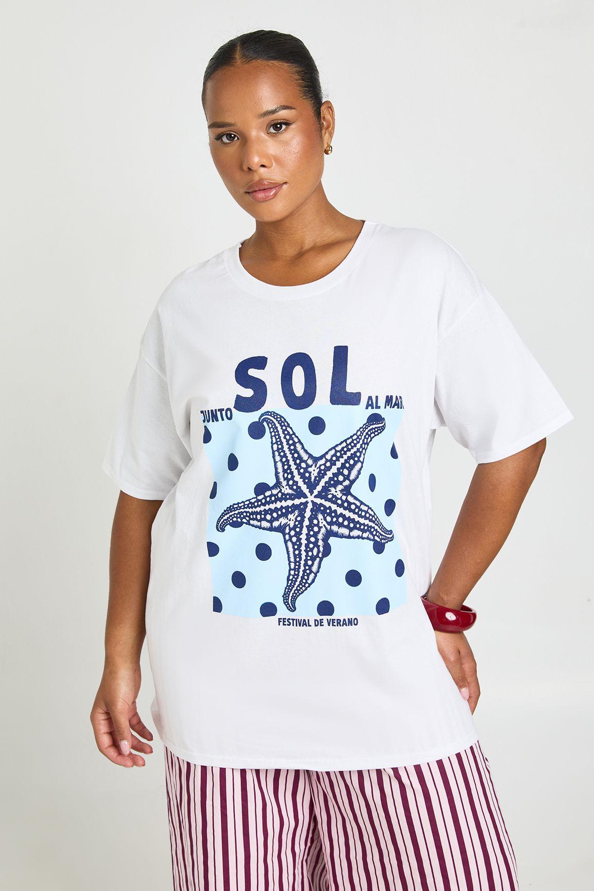 Plus Sol Polka Dot Printed T Shirt by BOOHOO
