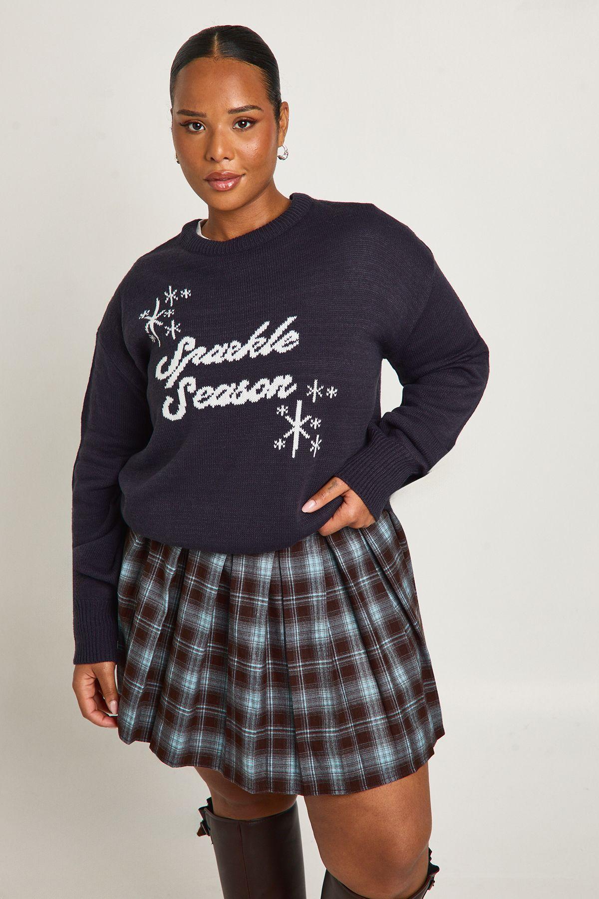 Plus Sparkle Season Oversized Christmas Jumper by BOOHOO