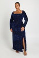Plus Square Neck Long Sleeve Dress by BOOHOO