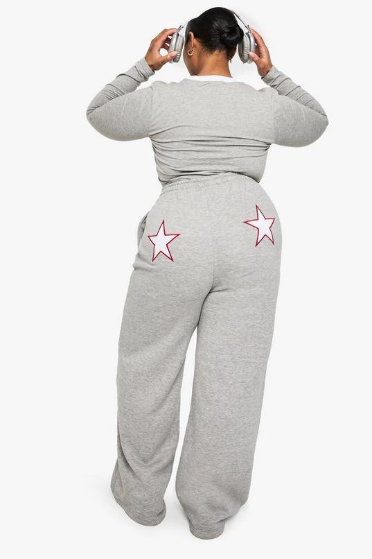 Plus Star Icon Wide Leg Jogger by BOOHOO