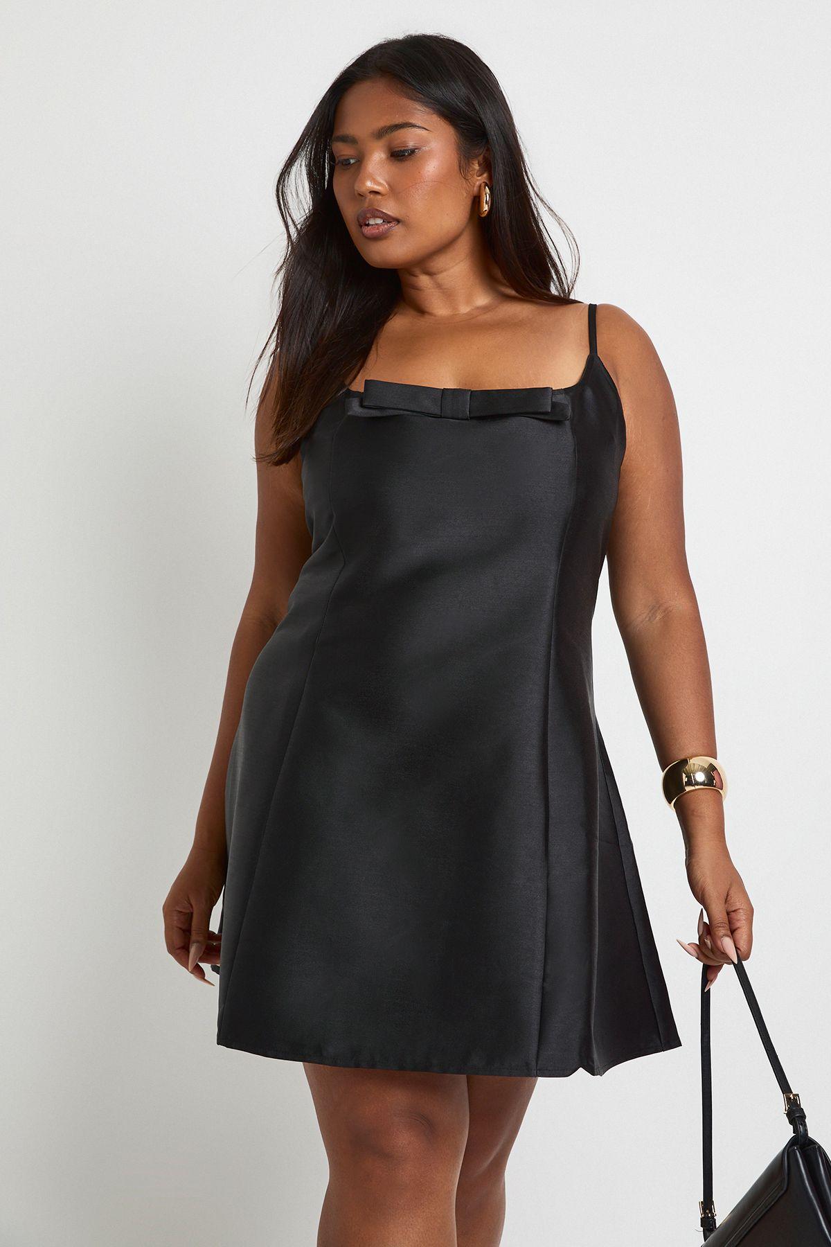 Plus Strappy Bow Front Shift Dress by BOOHOO