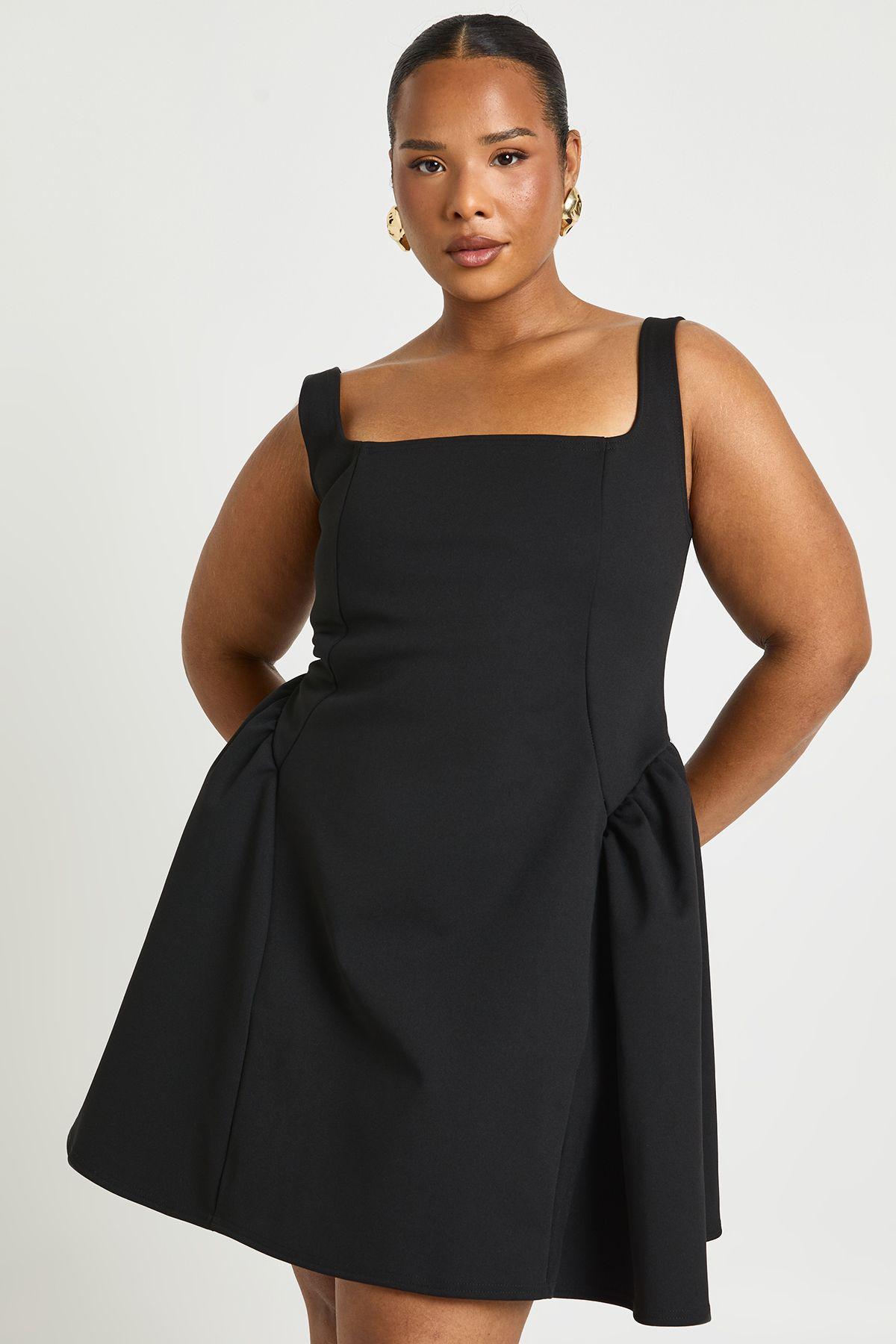 Plus Strappy Square Neck Skater Dress by BOOHOO