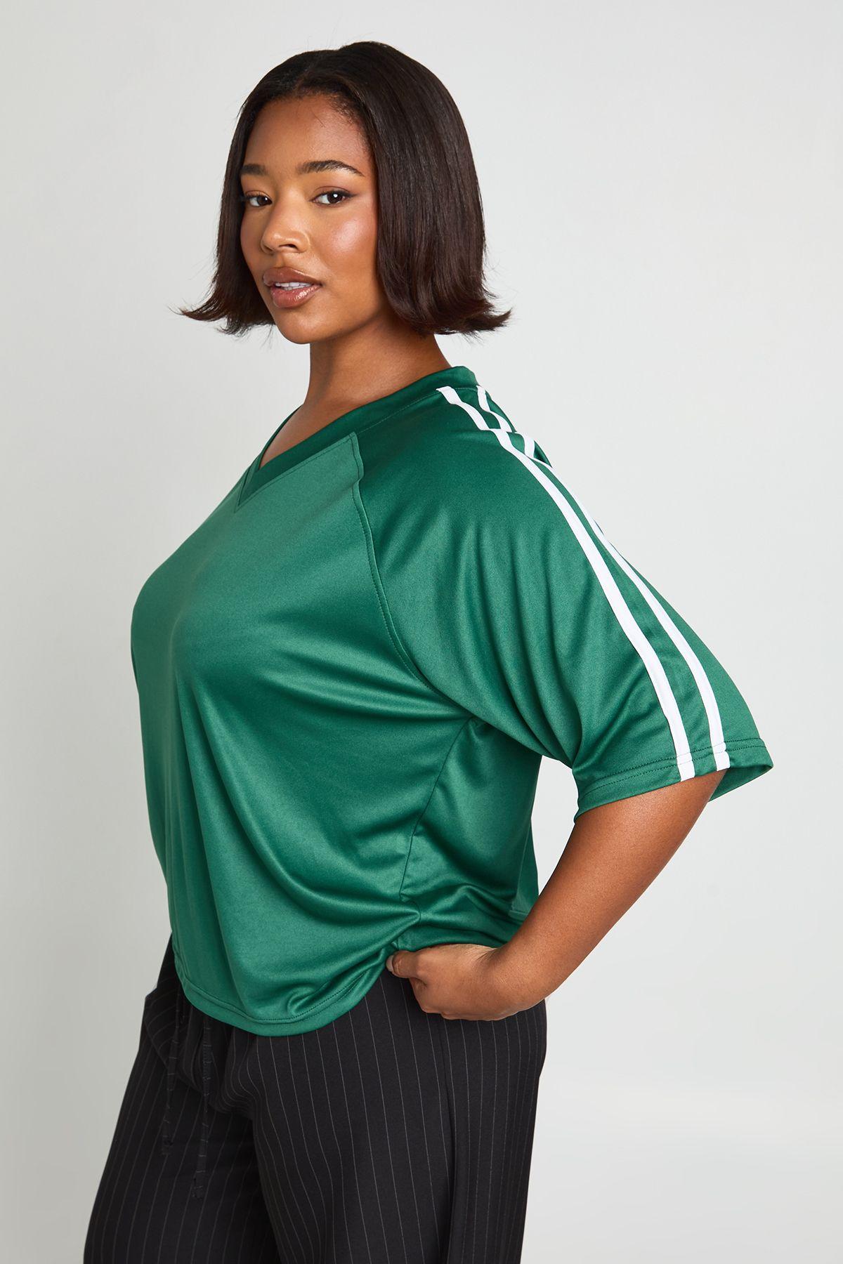Plus Stripe Football Top by BOOHOO