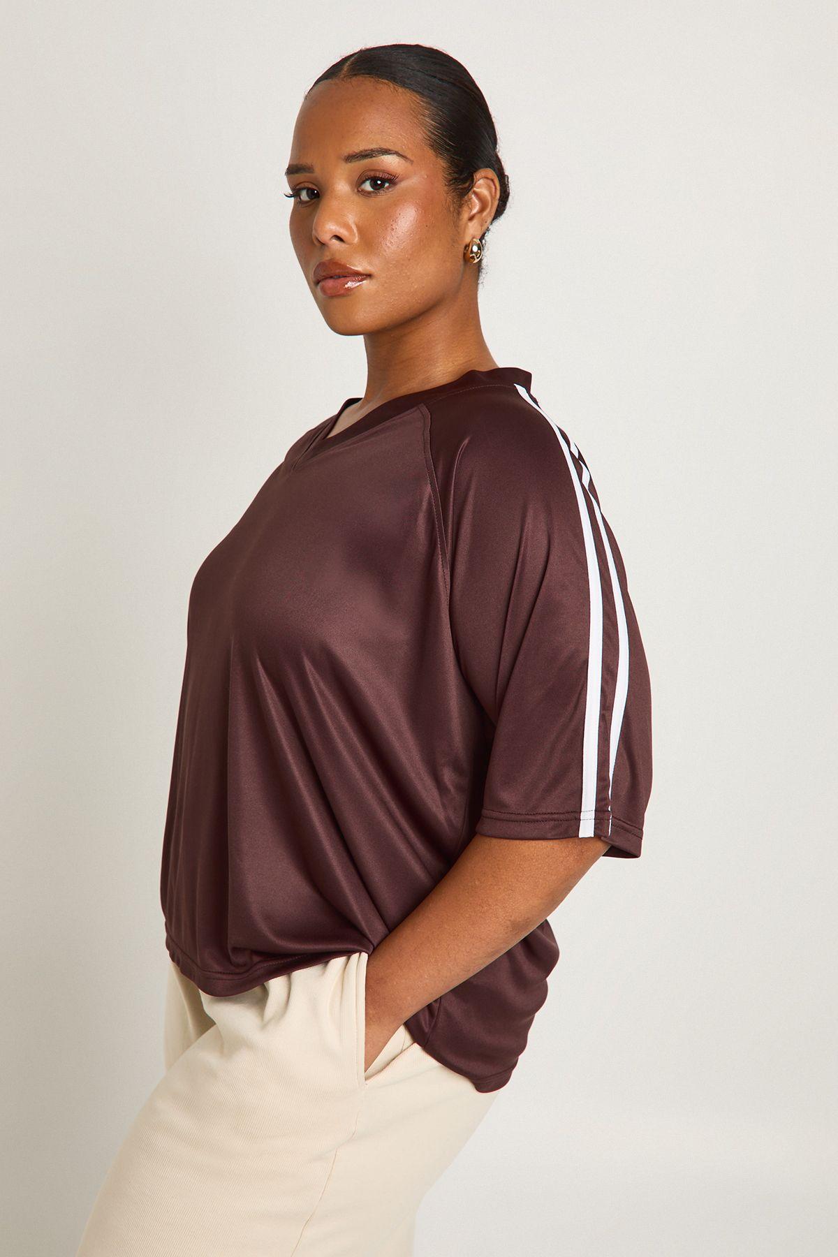 Plus Stripe Football Top by BOOHOO