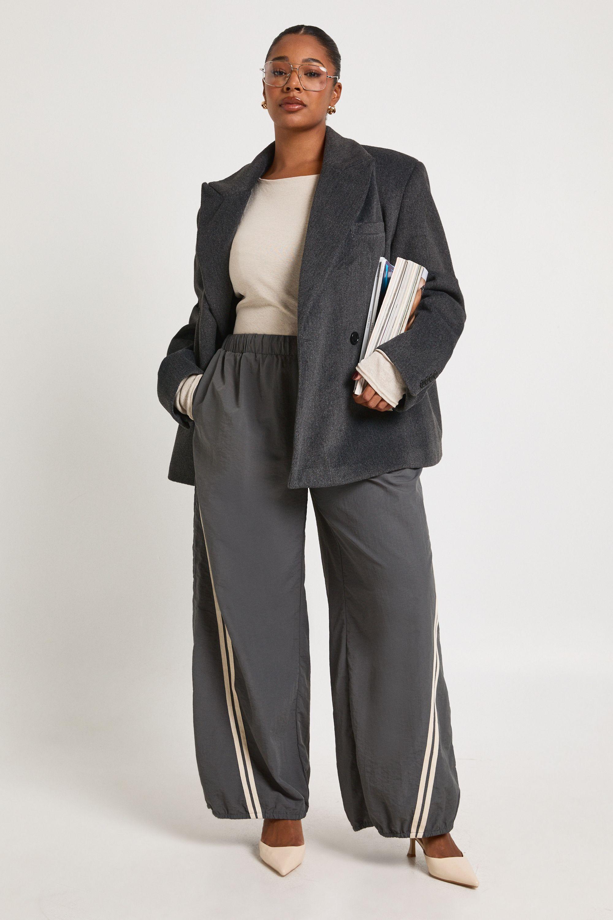 Plus Stripe Nylon Balloon Wide Leg Trouser by BOOHOO